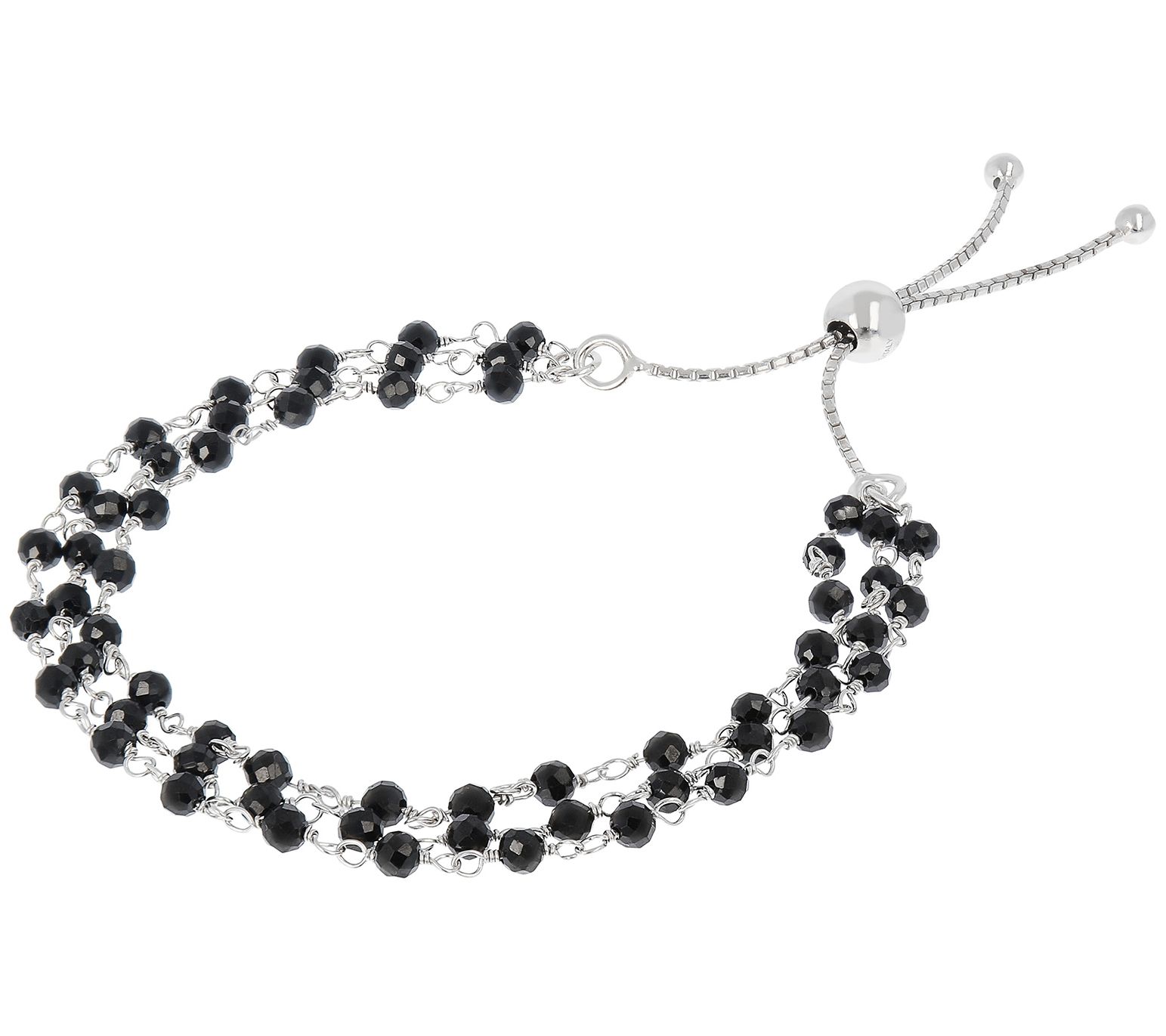 Italian Silver Multi-Gemstone Bead Adjustable Bacelet