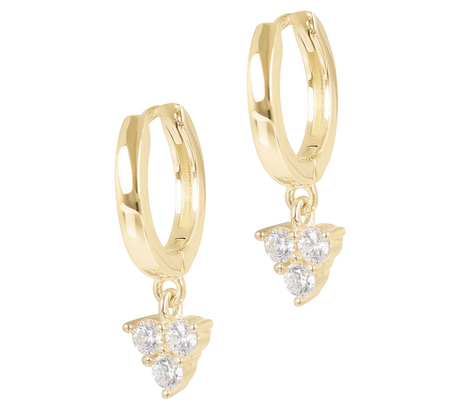 Diamonique 0.30 cttw Dangle Hoop Earrings, Ster ling Silver