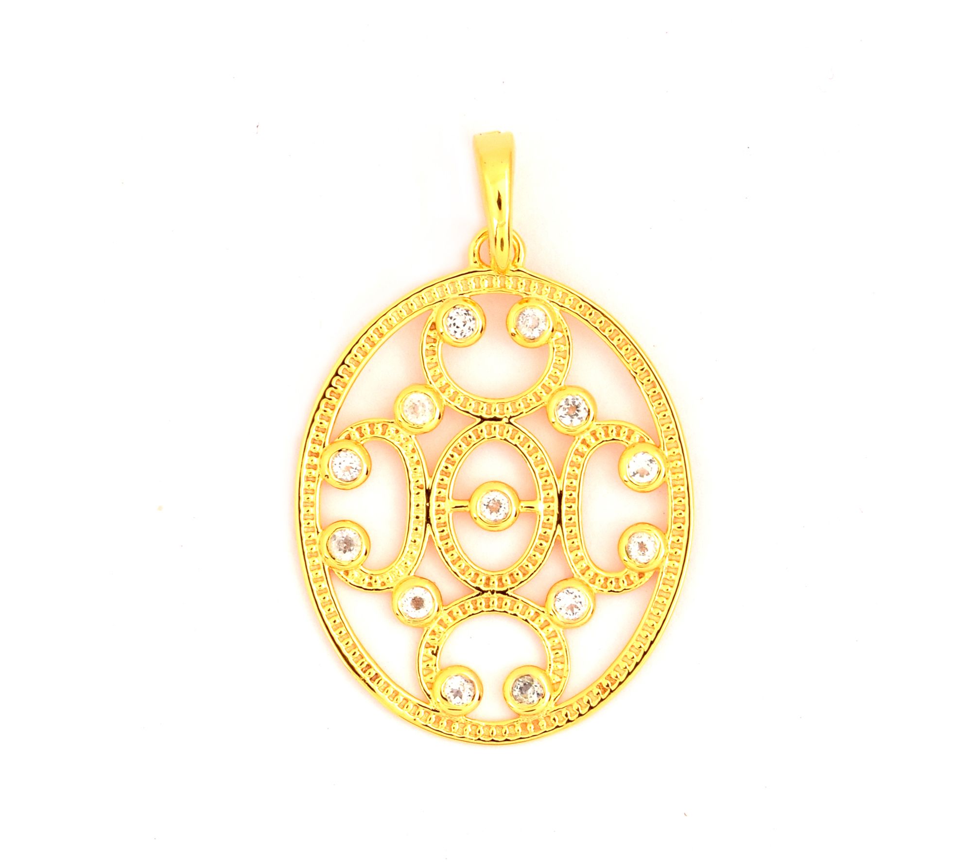 14k Gold Plated Sterling Silver Filigree Whiteopaz Pendant
