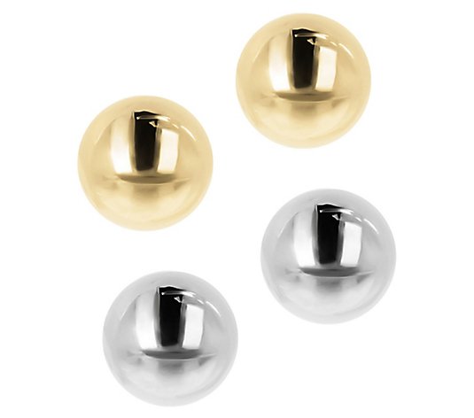 Italian Gold Set of 2 6mm Ball Stud Earrings, 1 4K Gold
