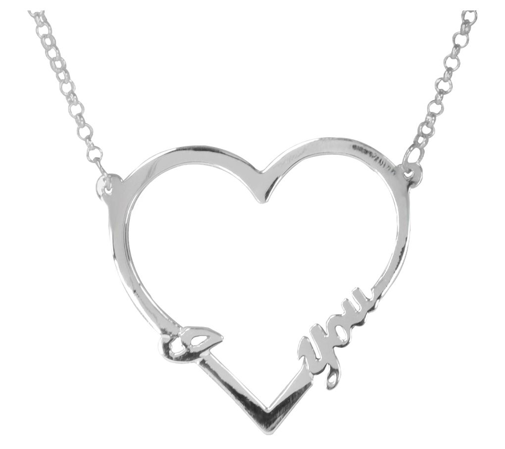 Open Heart "I love You" Sterling Silver Necklace