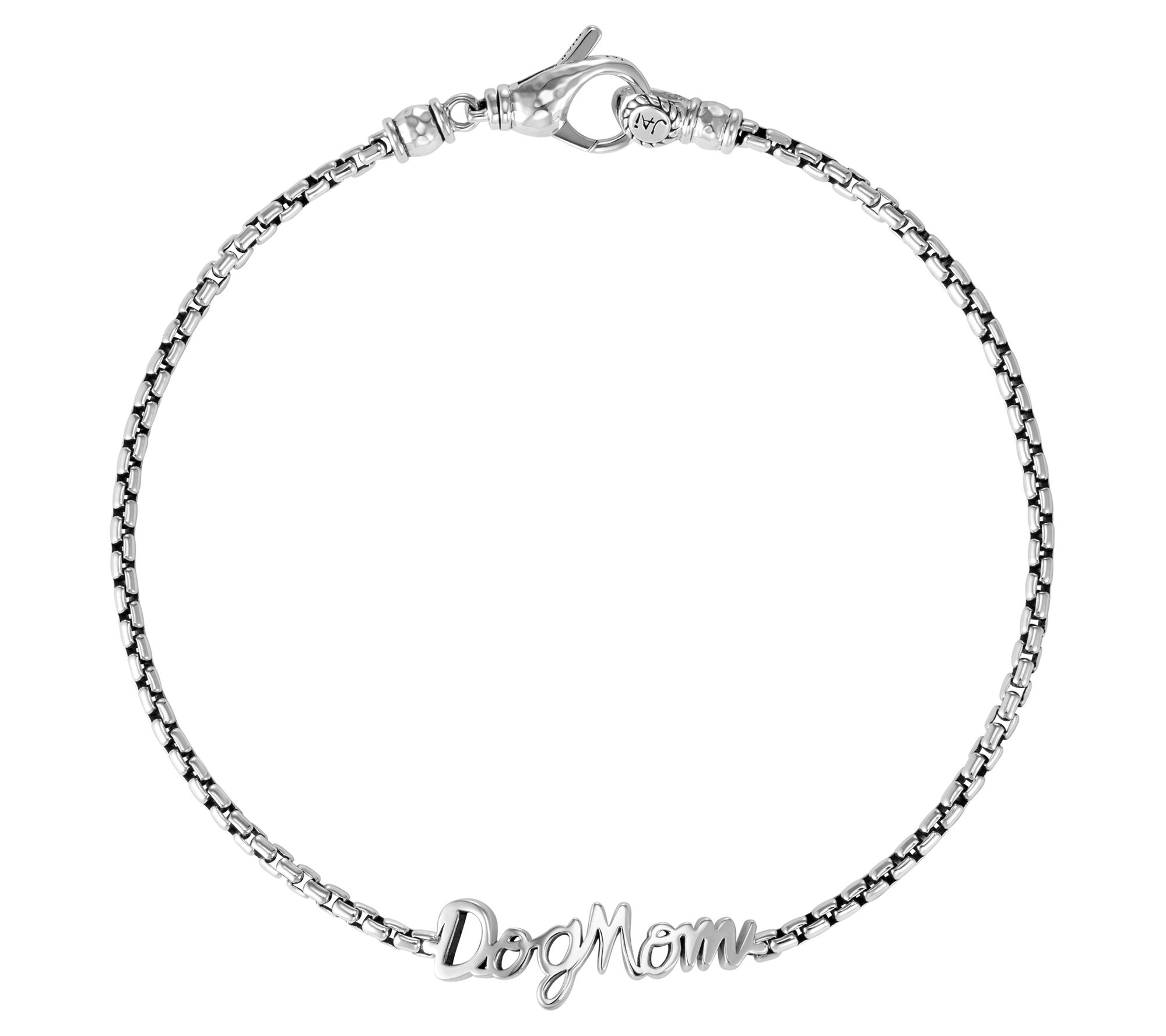 JAI Sterling Silver Dog Mom 2.7mm Box Chain Ankle Bracelet