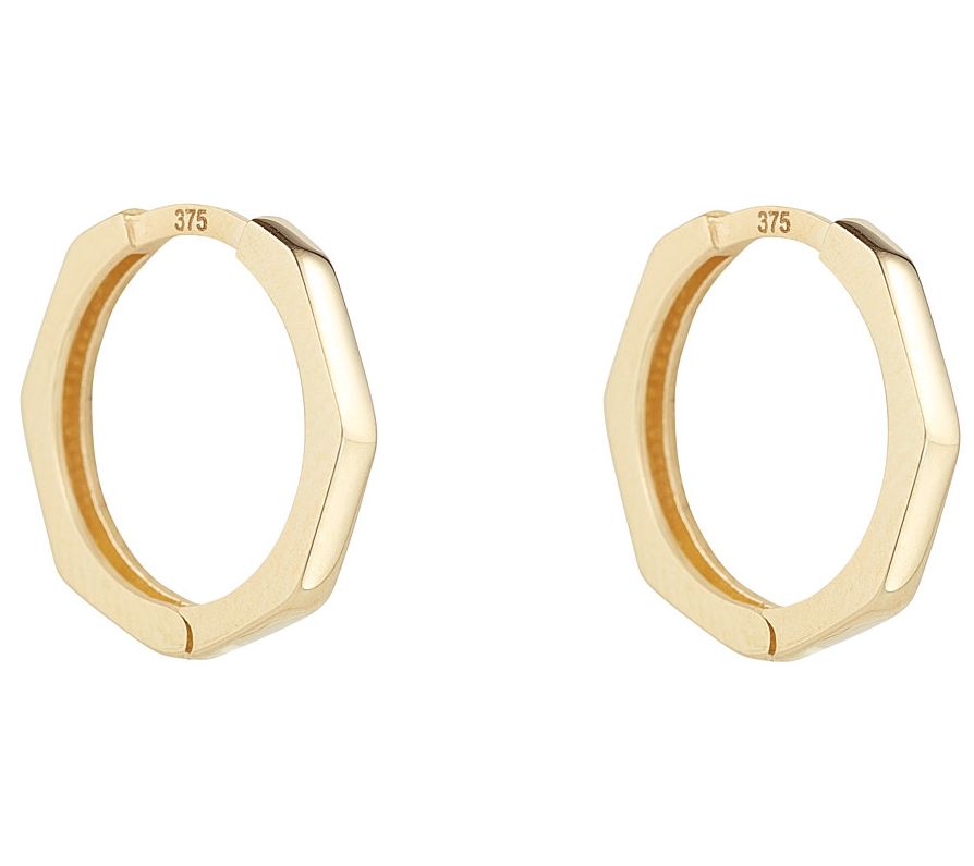 NJO Designs 10K Bamboo Design Huggie Hoop Earri ngs