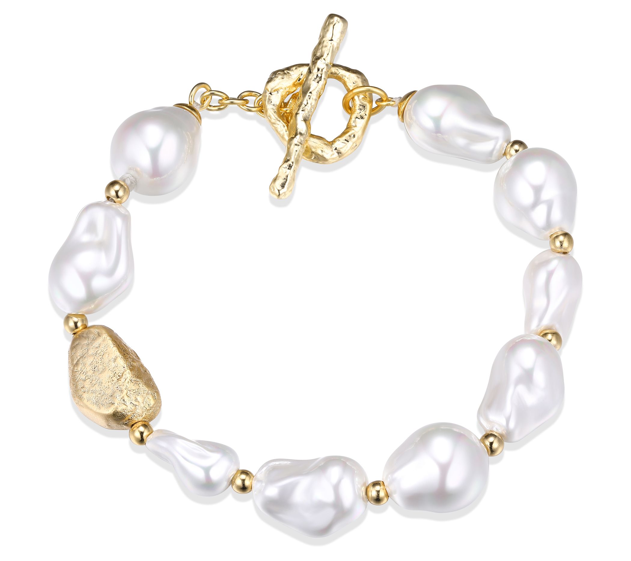 Goldtone Simulated Pearl Toggle Bracelet