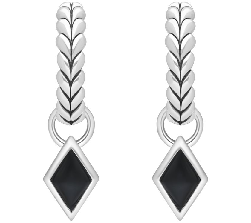 Tiffany Kay Studio Sterling Onyx Charm Hoop Earrings