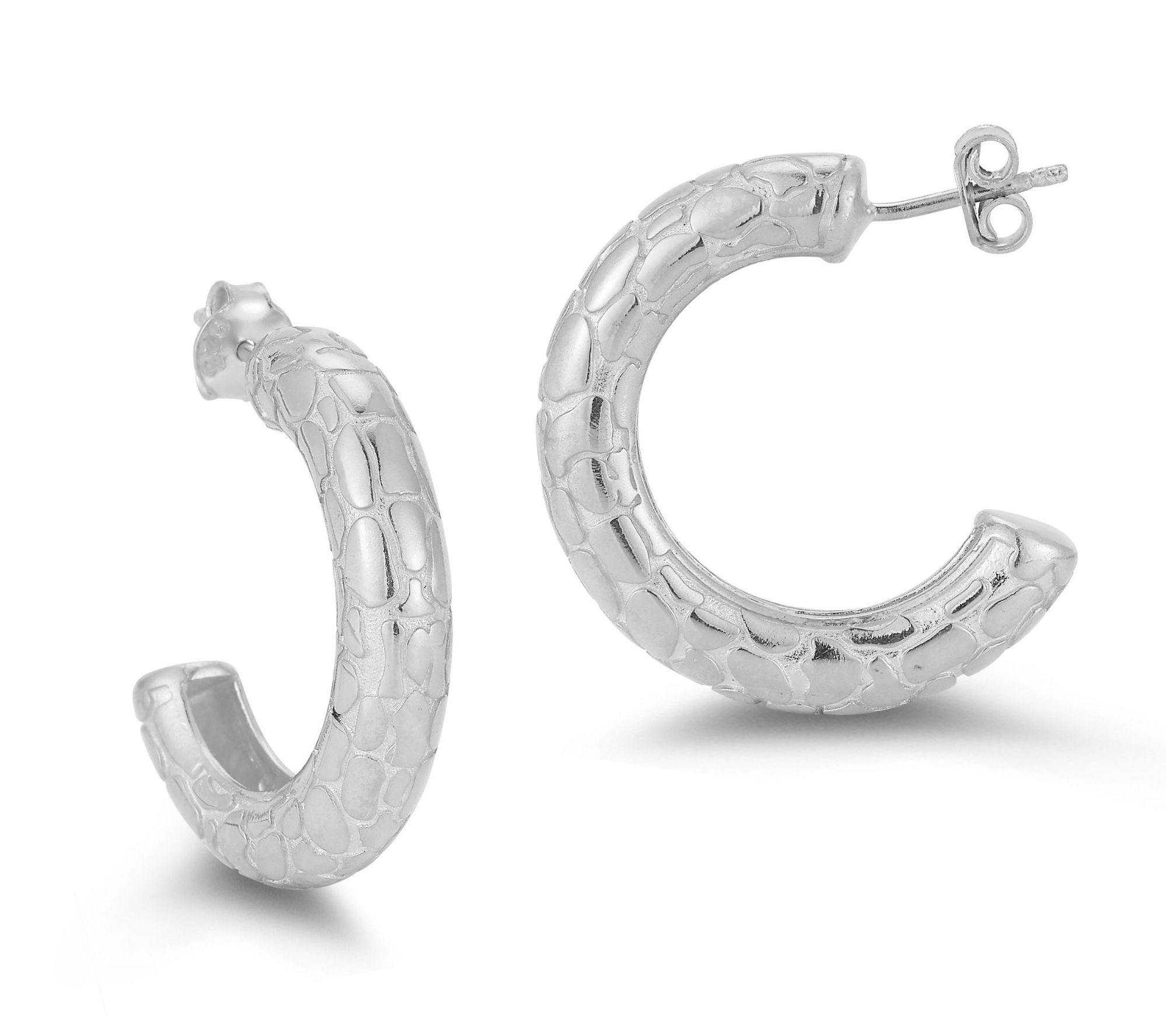 Sterlina Silver Hammered Hoop Earrings, Sterling