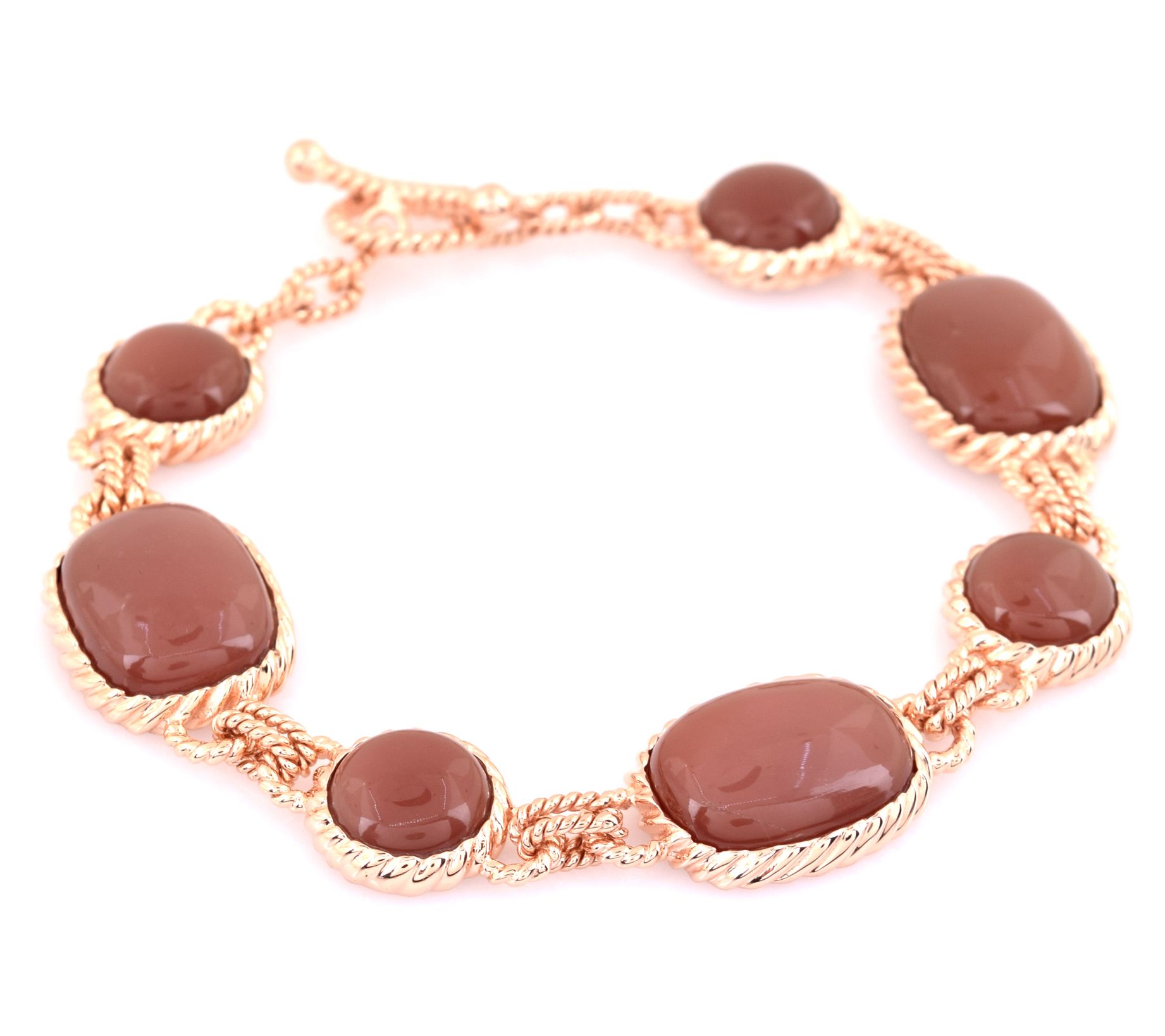 Affinity Gems Chocolate Moon Stone Bracelet 14K Rose Plated QVC