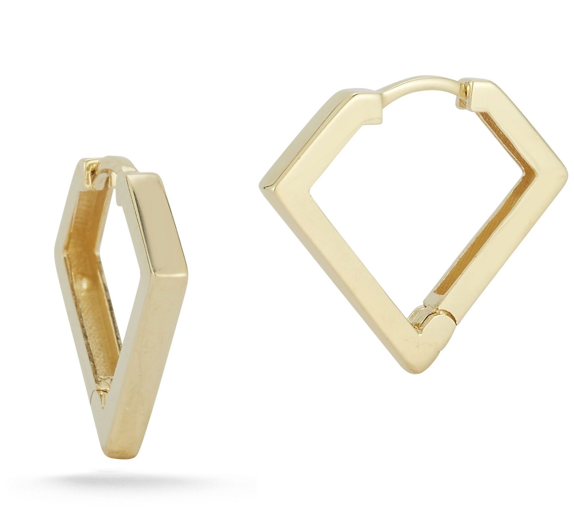 Luminosa Gold Pentagon Huggie Hoop Earrings, 14 K
