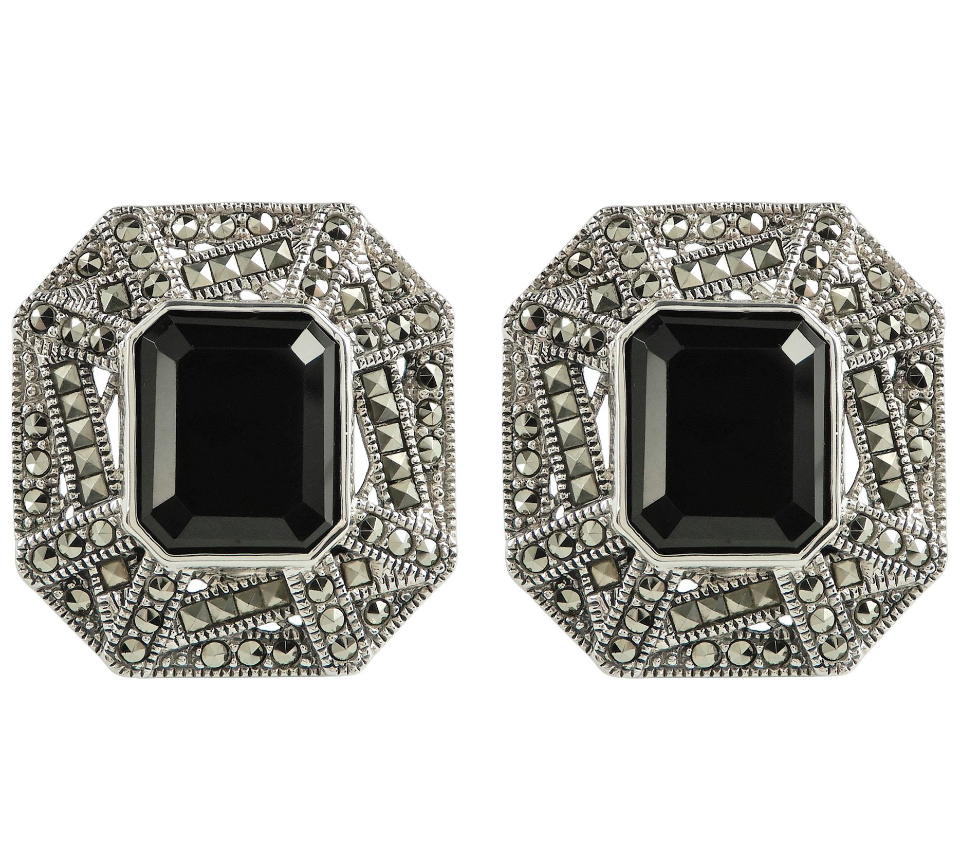 Suspicion Sterling Gemstone & Marcasite Omega Back Earrings