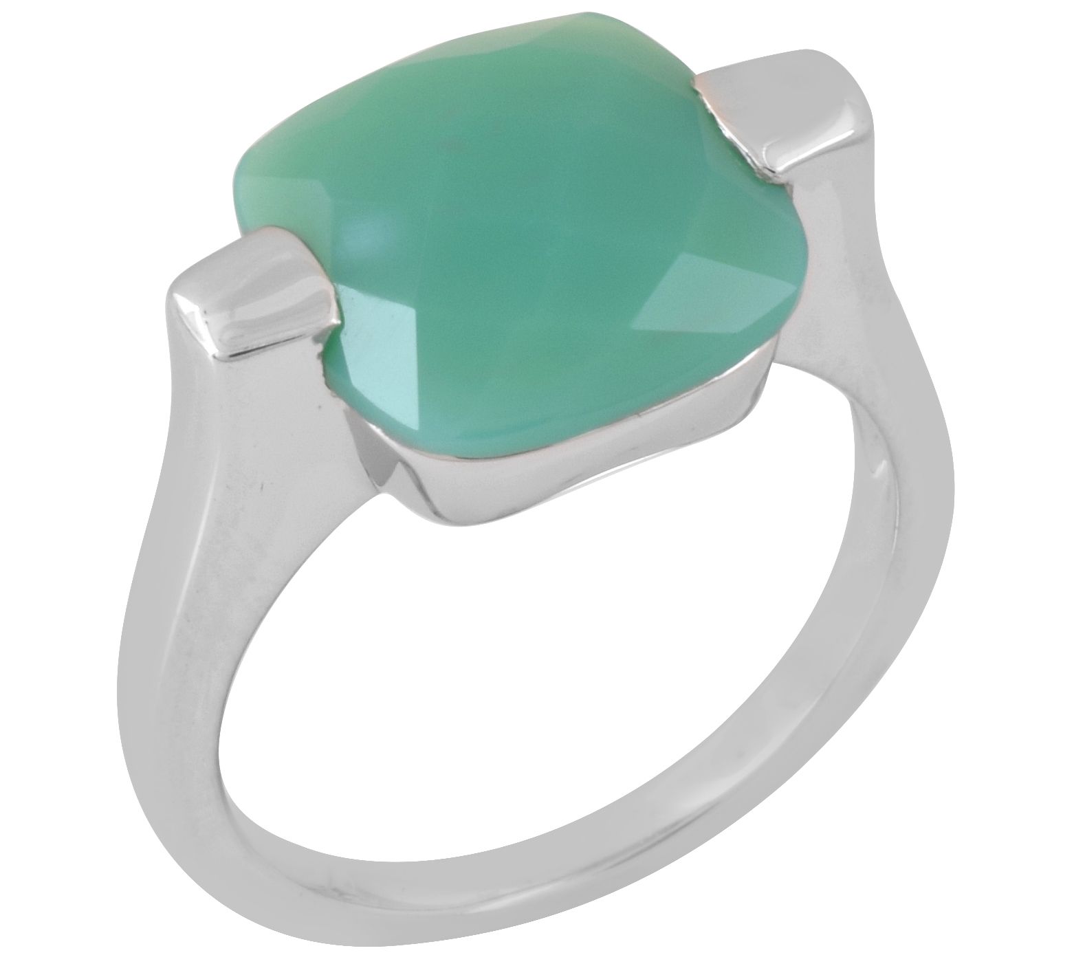 Affinity Gems Chrysoprase Colored Chalcedony Ring, Sterling
