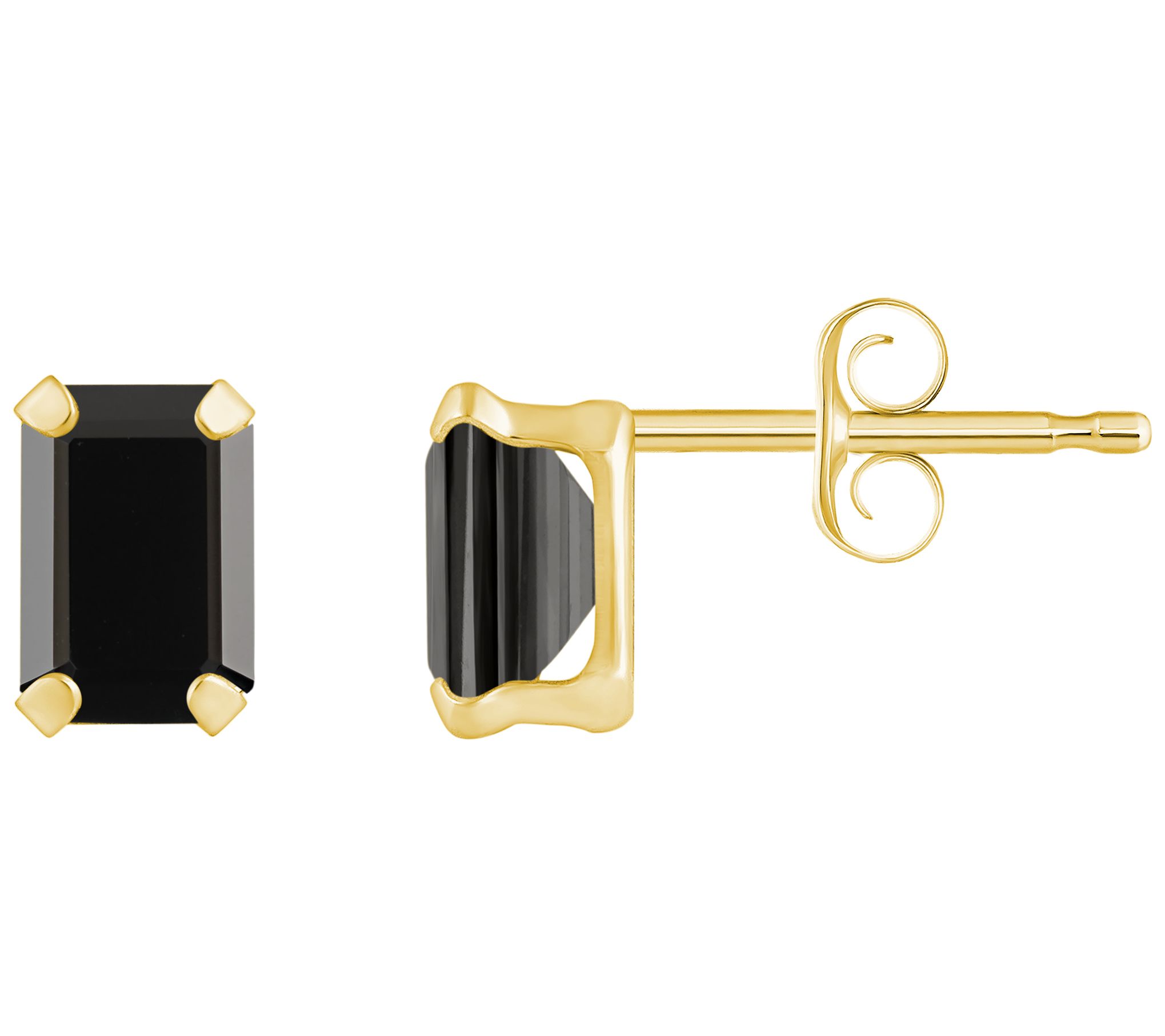 Affinity Gems Emerald Cut Onyx Stud Earrings, 10K Gold