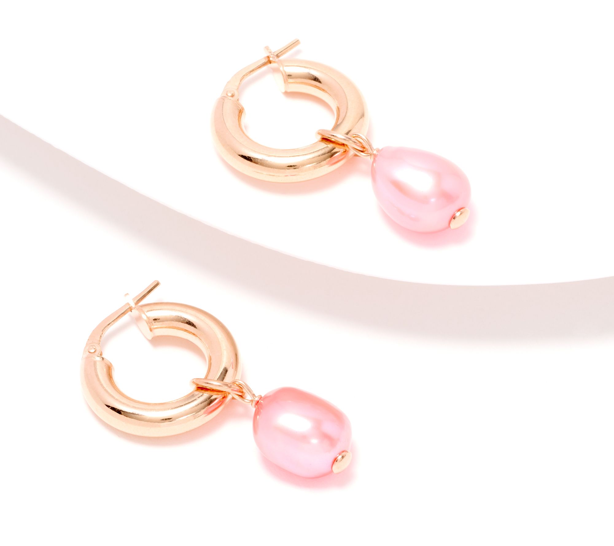 Honora Hoop Earrings with Freshwater Pearl Charm, Sterling Silver