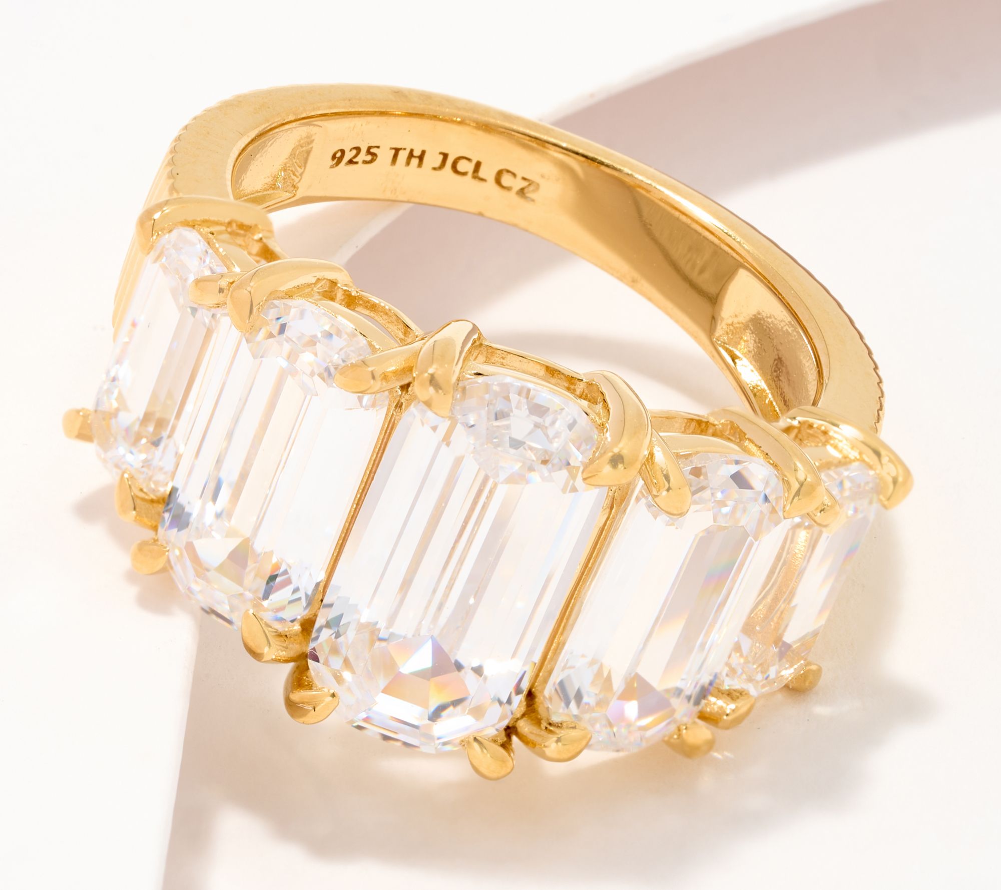  Diamonique x Jennifer Miller Elongated Cushion Band Ring, Sterl