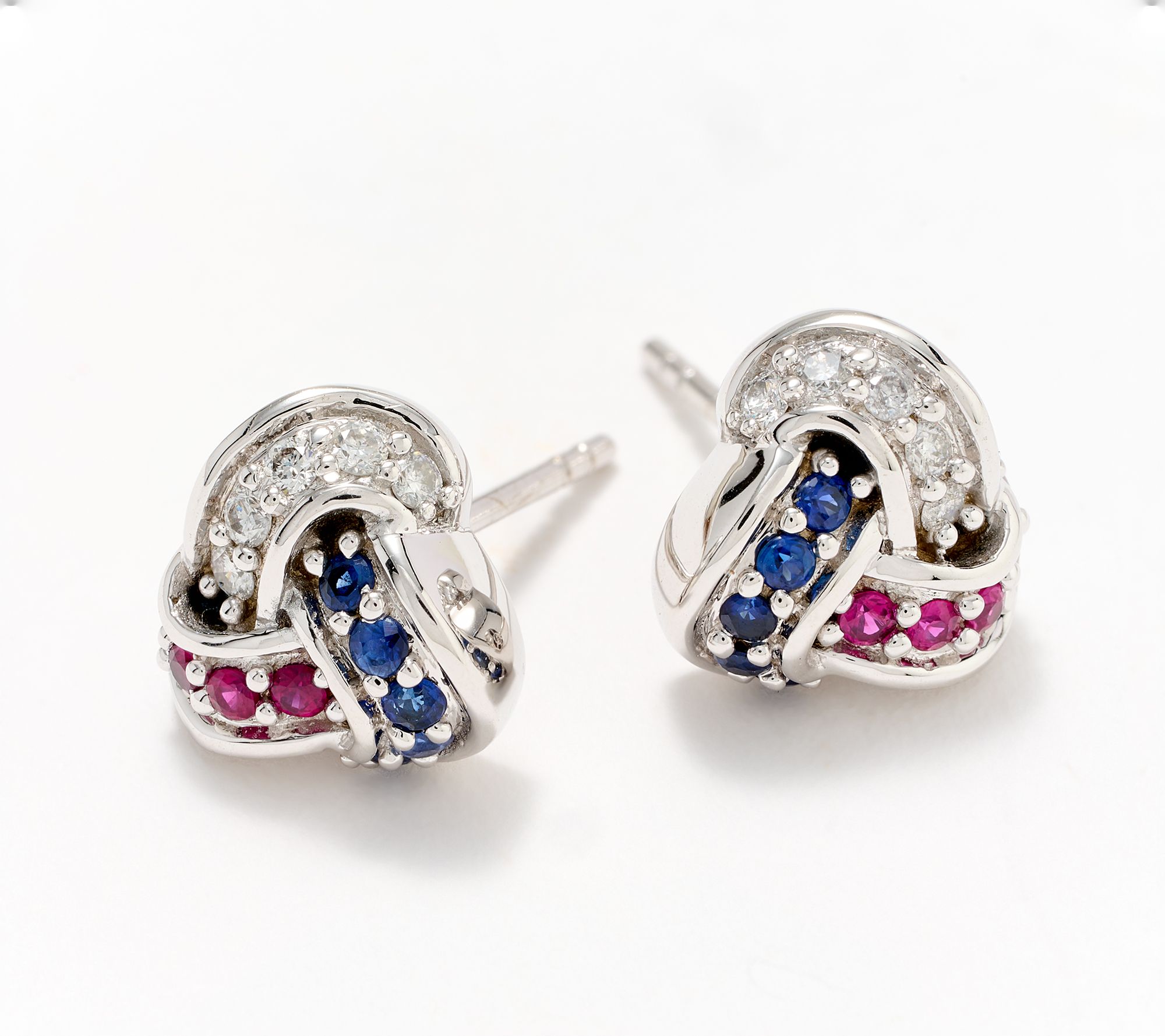 Affinity Gems Love Knot Gemstone and Diamond Earrings, 14K