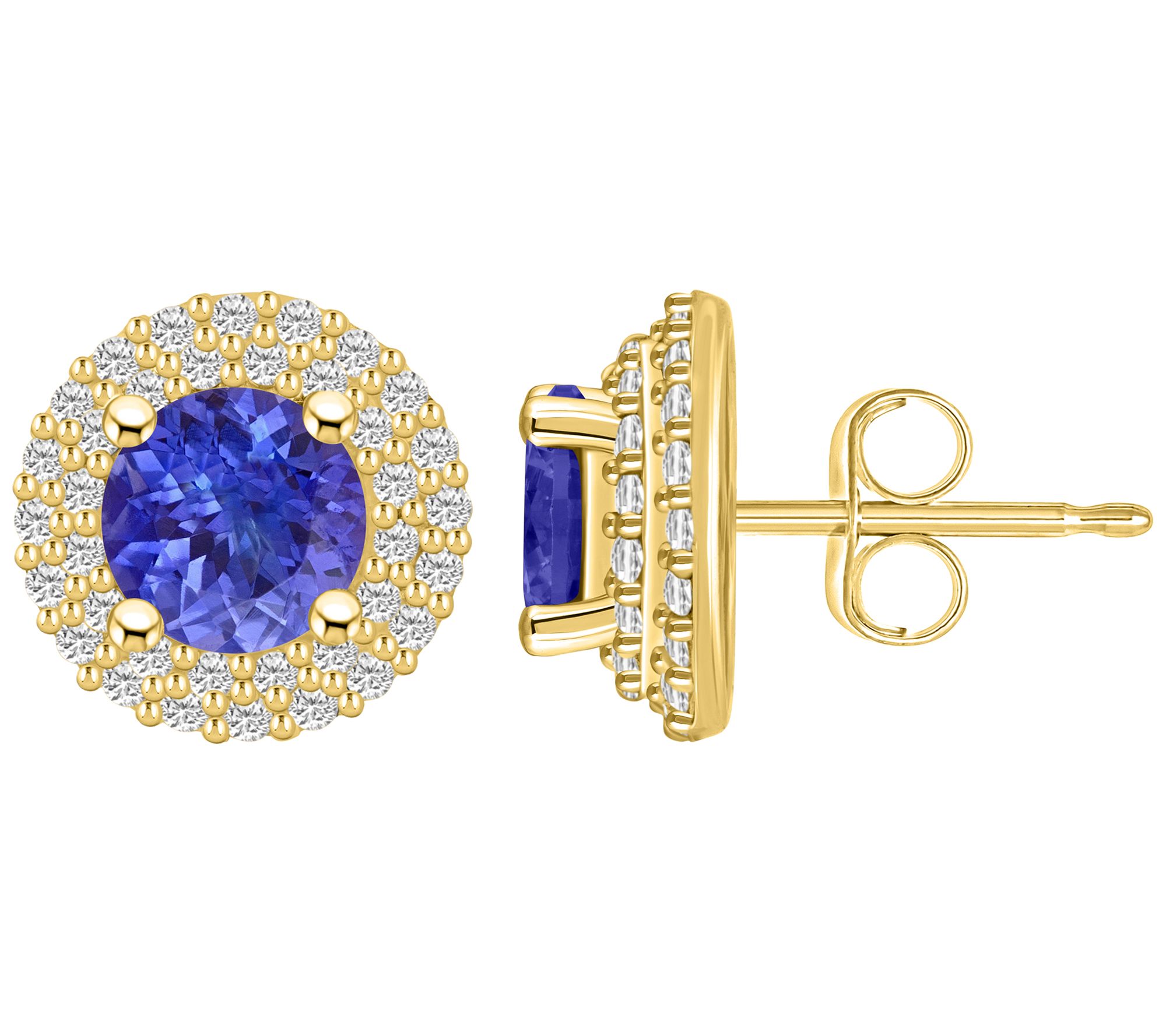 Affinity Gems Tanzanite & Diamond Double Halo Earrings, 14K