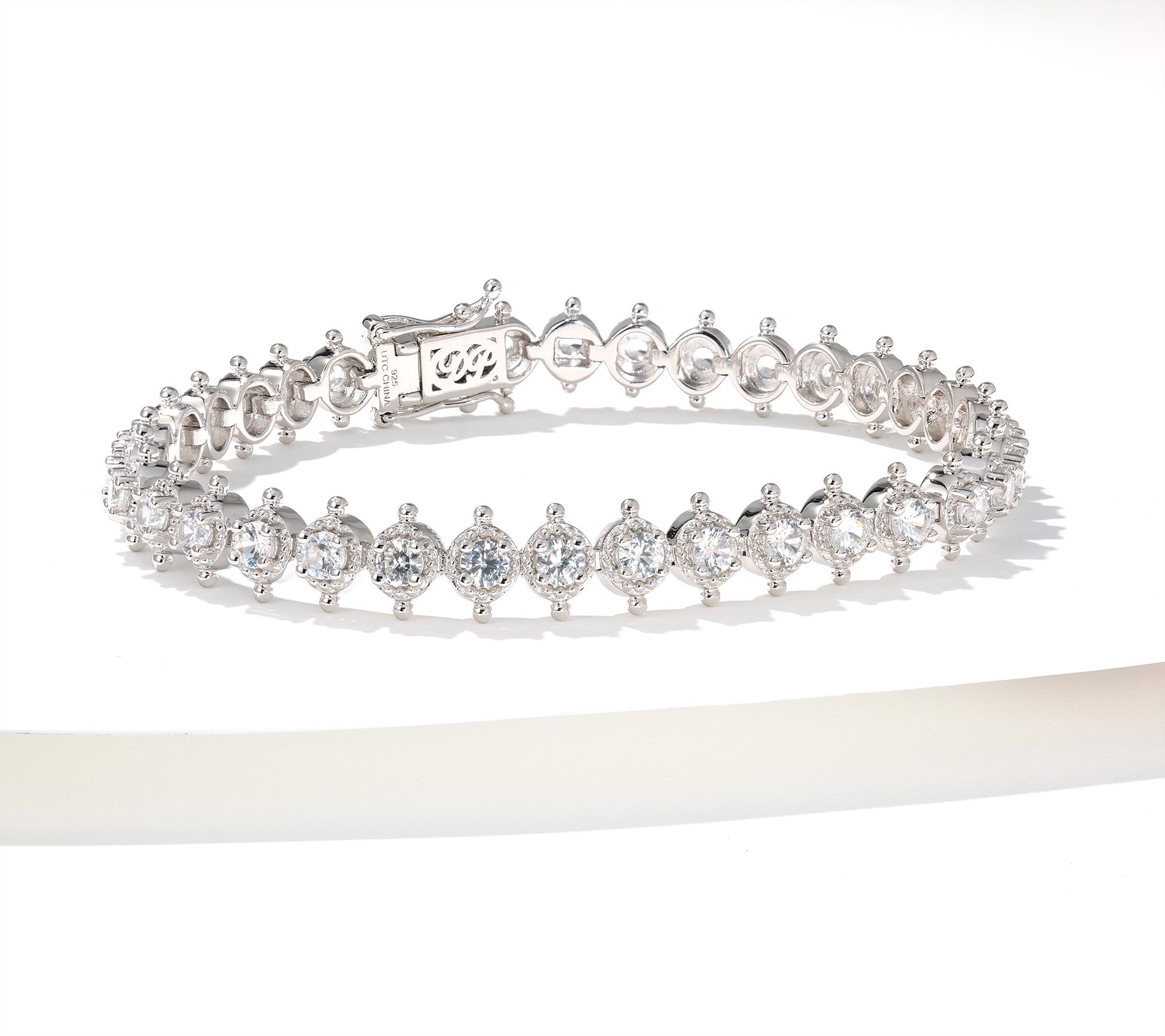 Dallas Prince White Zircon Signature Tennis Bracelet Sterling Silver