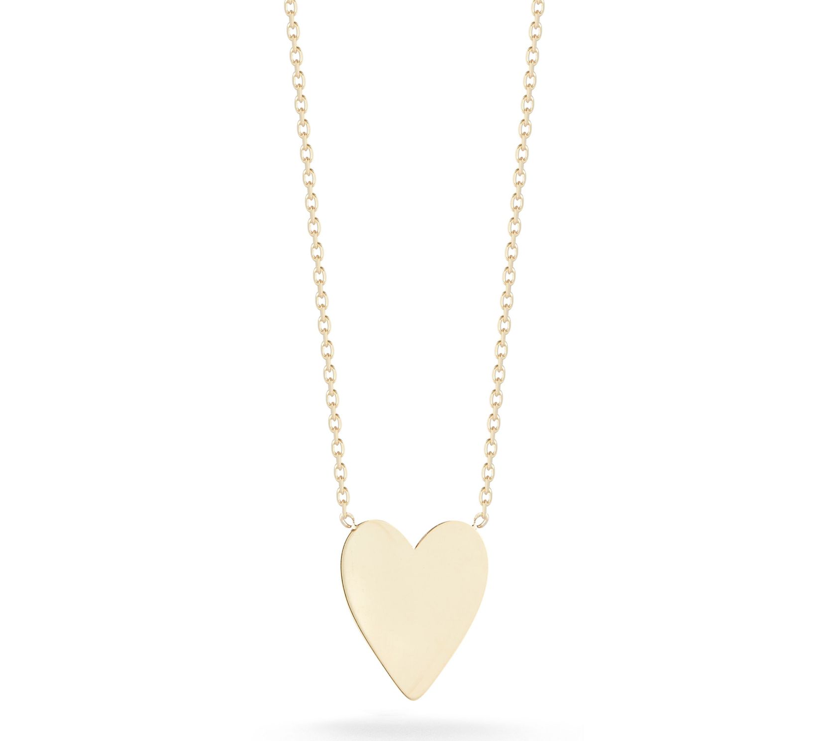 Italian Gold Large Heart Pendant w/ Chain, 14K