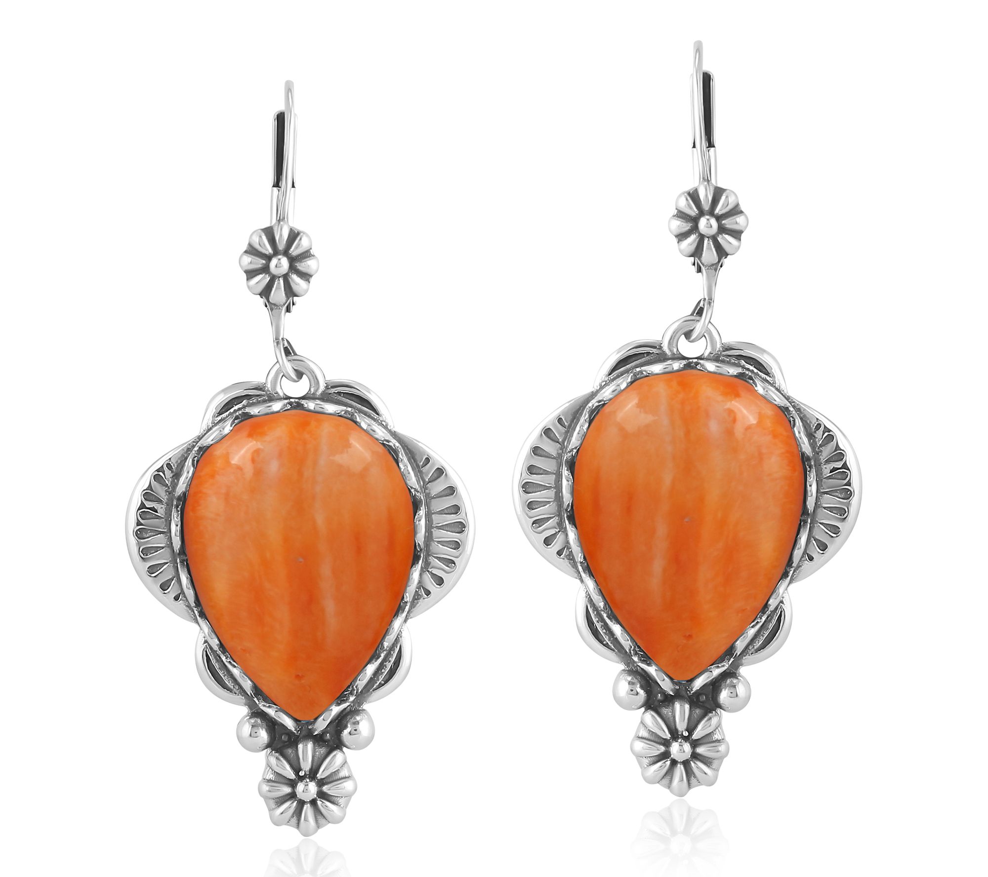 American West Sterling Pear Cut Gemstone ConchaEarrings