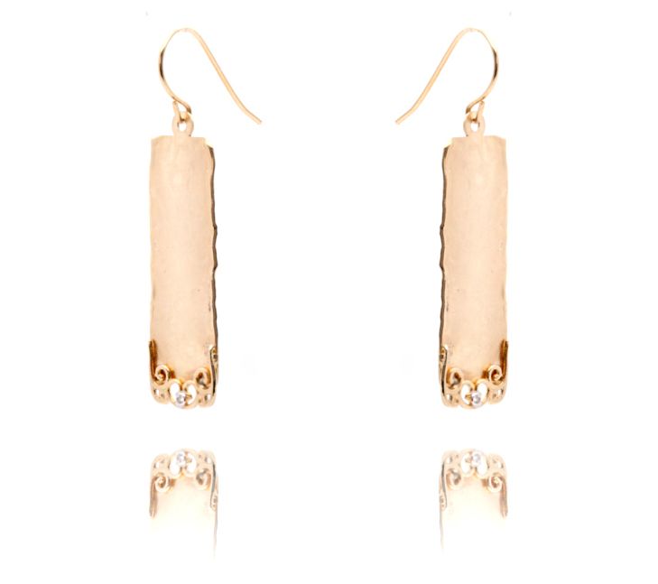 Adi Paz 14K Gold Hammered & Filigree Diamond Da gle Earrings