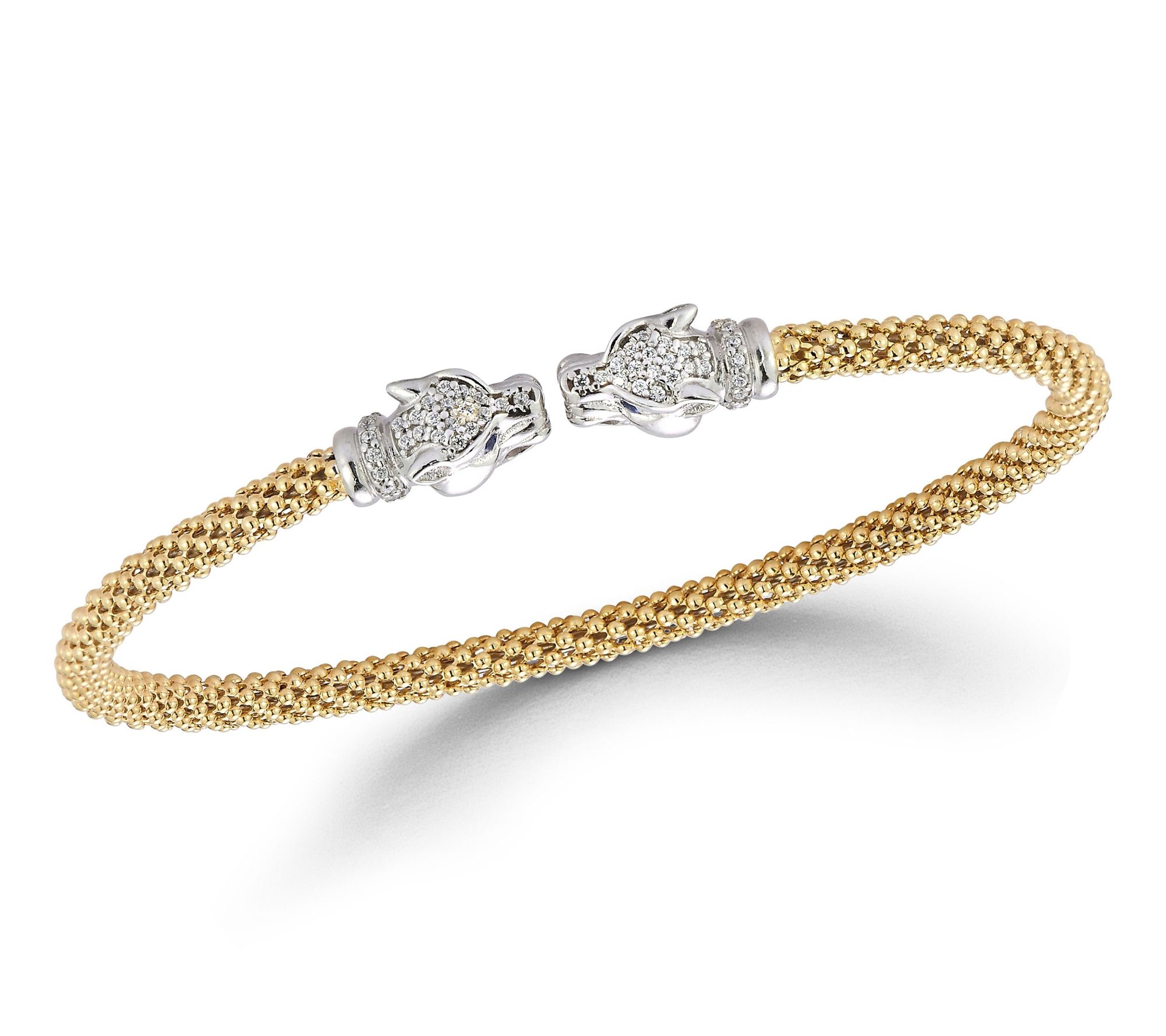 Italian Silver Thin Double Jaguar Popcorn Cuff,Sterling