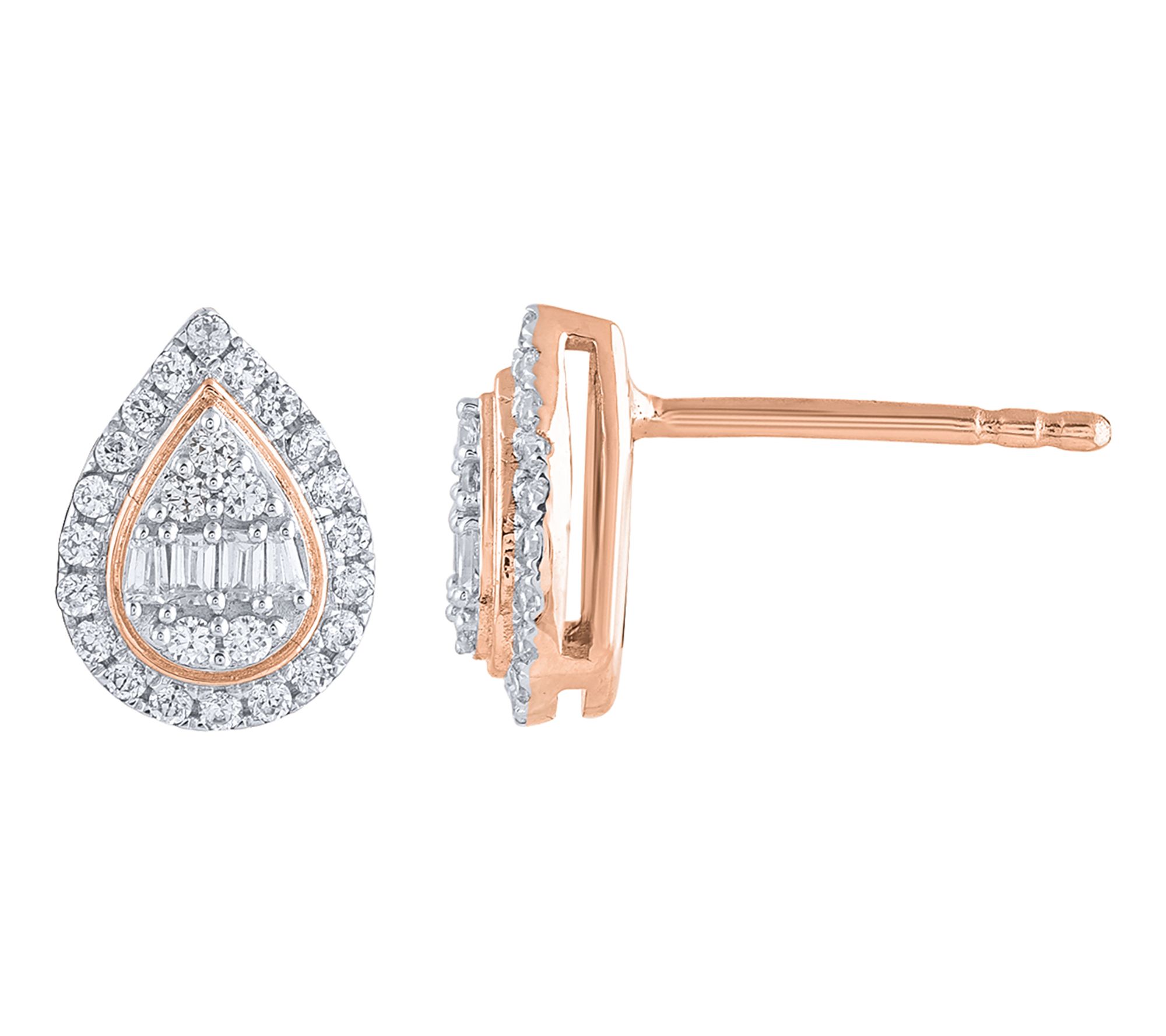 Affinity Diamonds 0.25 cttw Pear Cut Earrings,14K Rose Gold