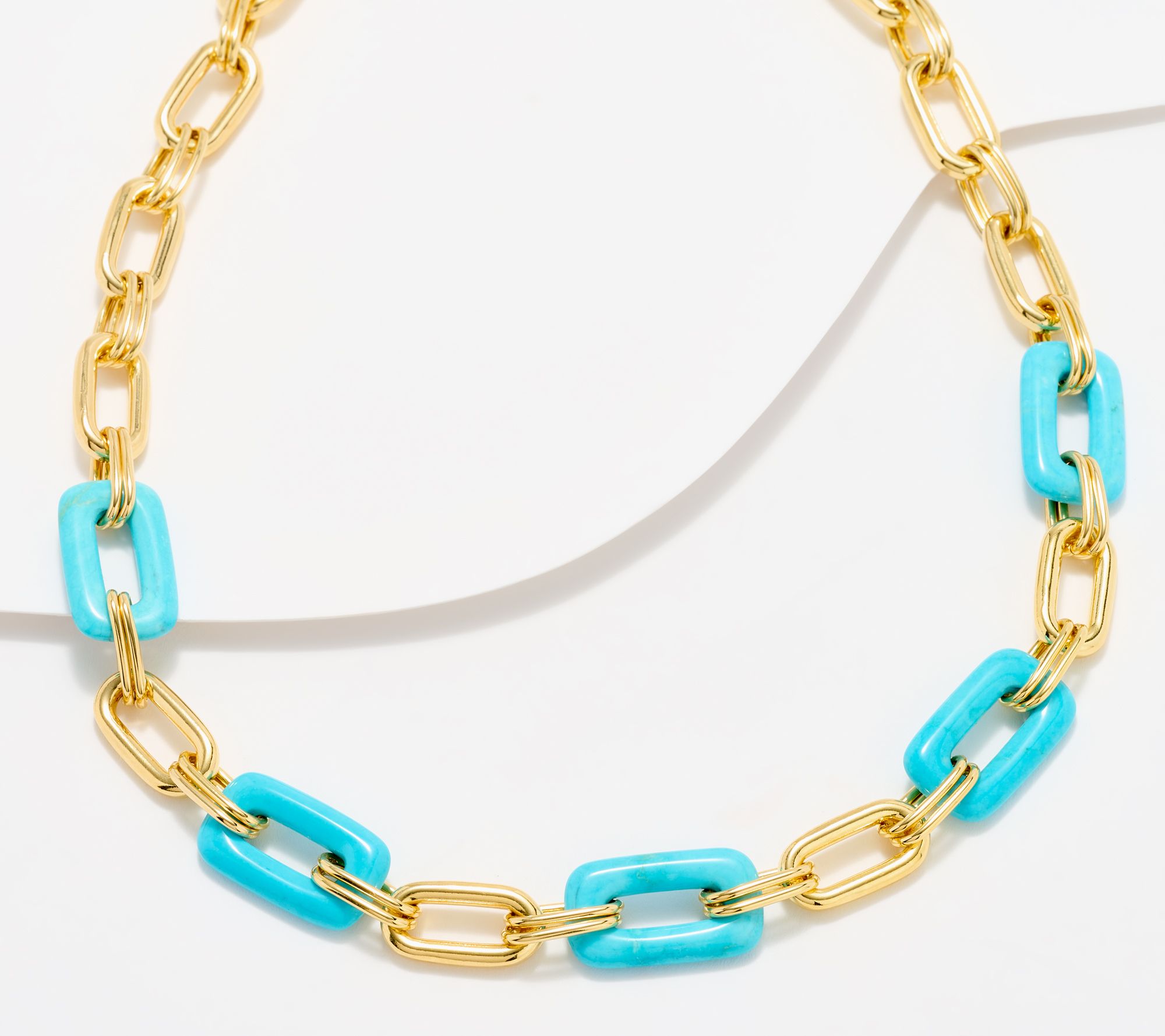 David Markstein Bronze Rectangular Link Gemstone 18" Necklace