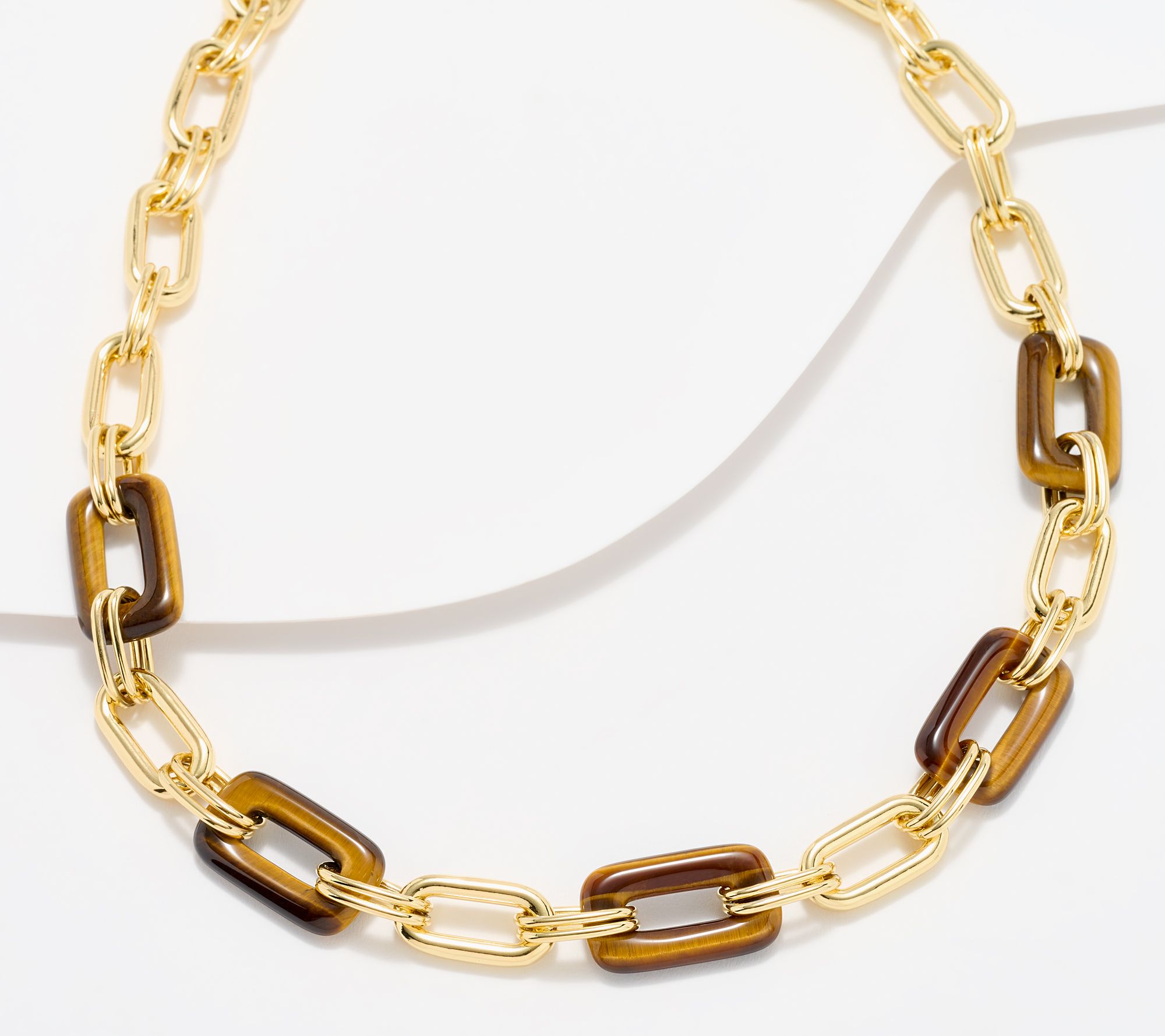 David Markstein Bronze Rectangular Link Gemstone 18" Necklace