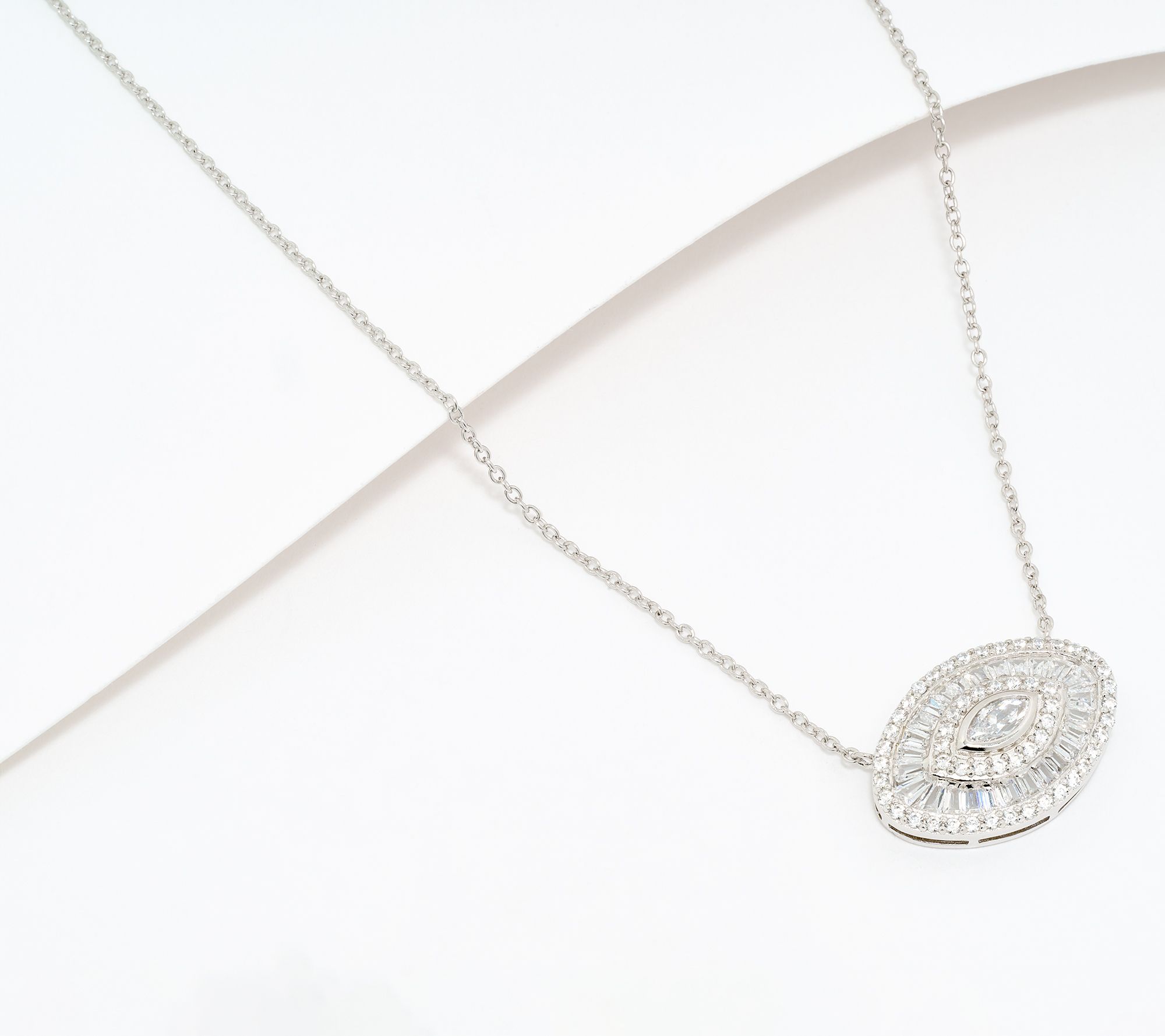 Diamonique x Jennifer Miller Evil Eye Necklace, Sterling Silver