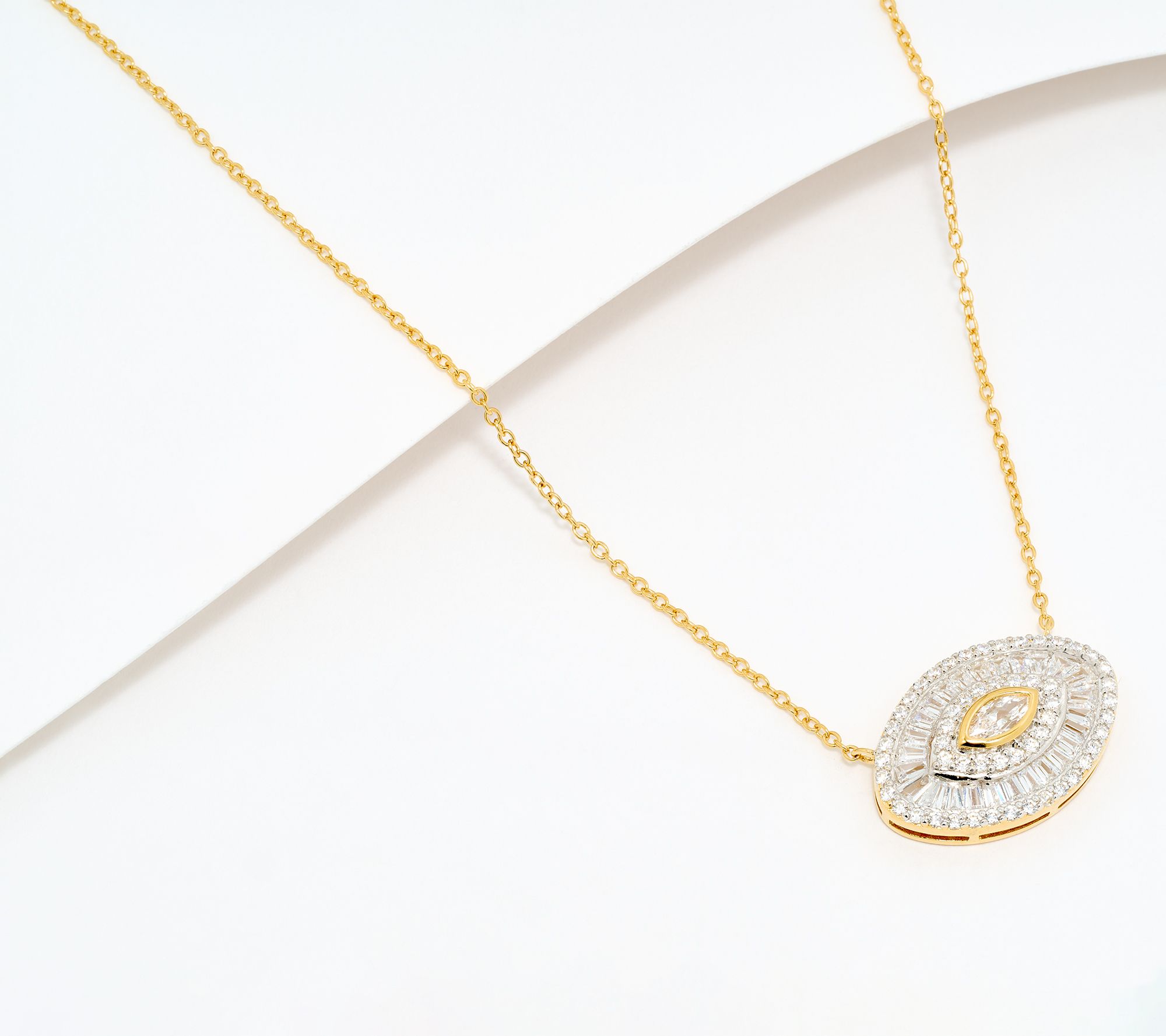 Diamonique x Jennifer Miller Evil Eye Necklace, Sterling Silver