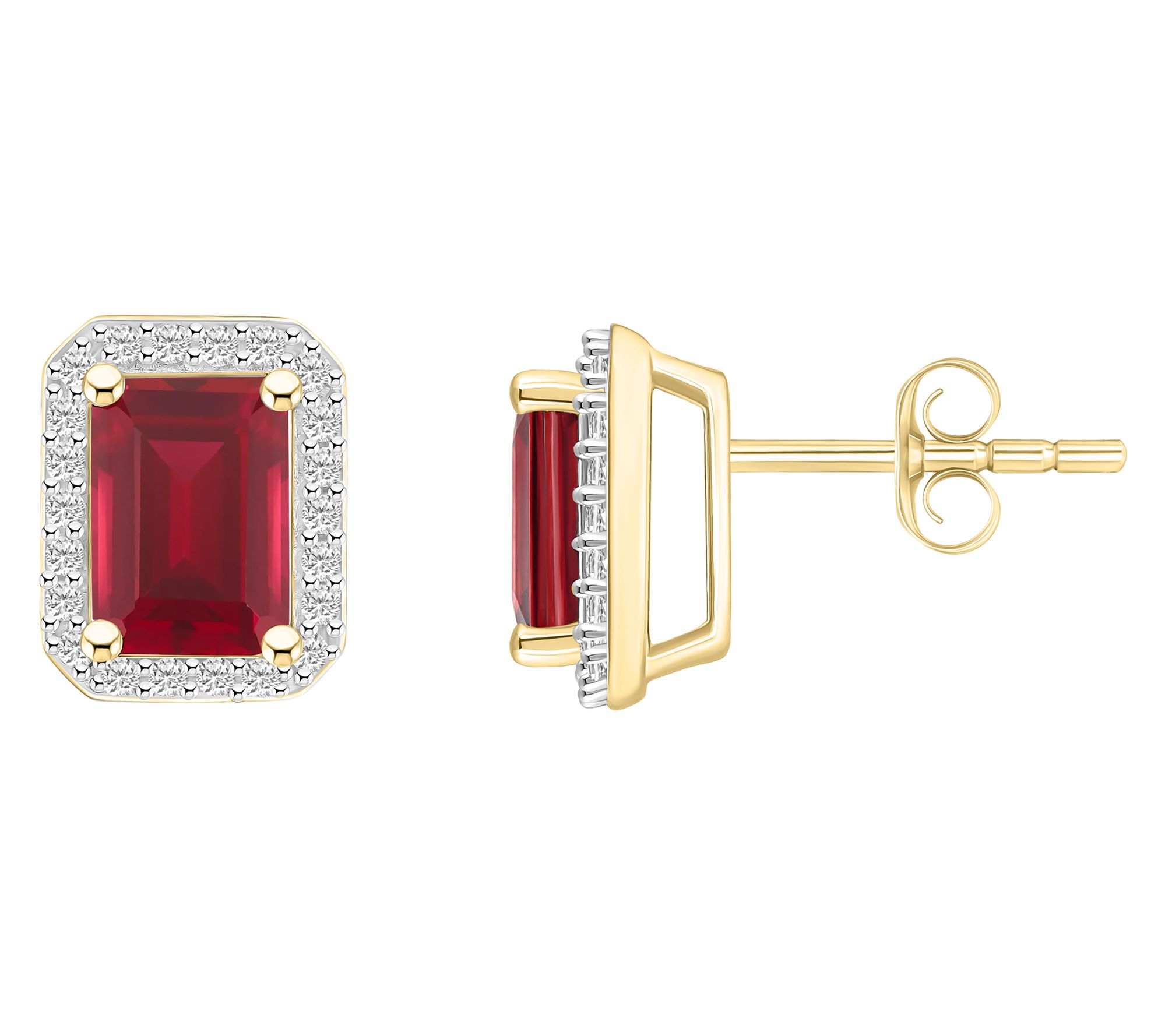 Affinity Gems Emerald Cut Created Gemstone StudEarrings, 10K