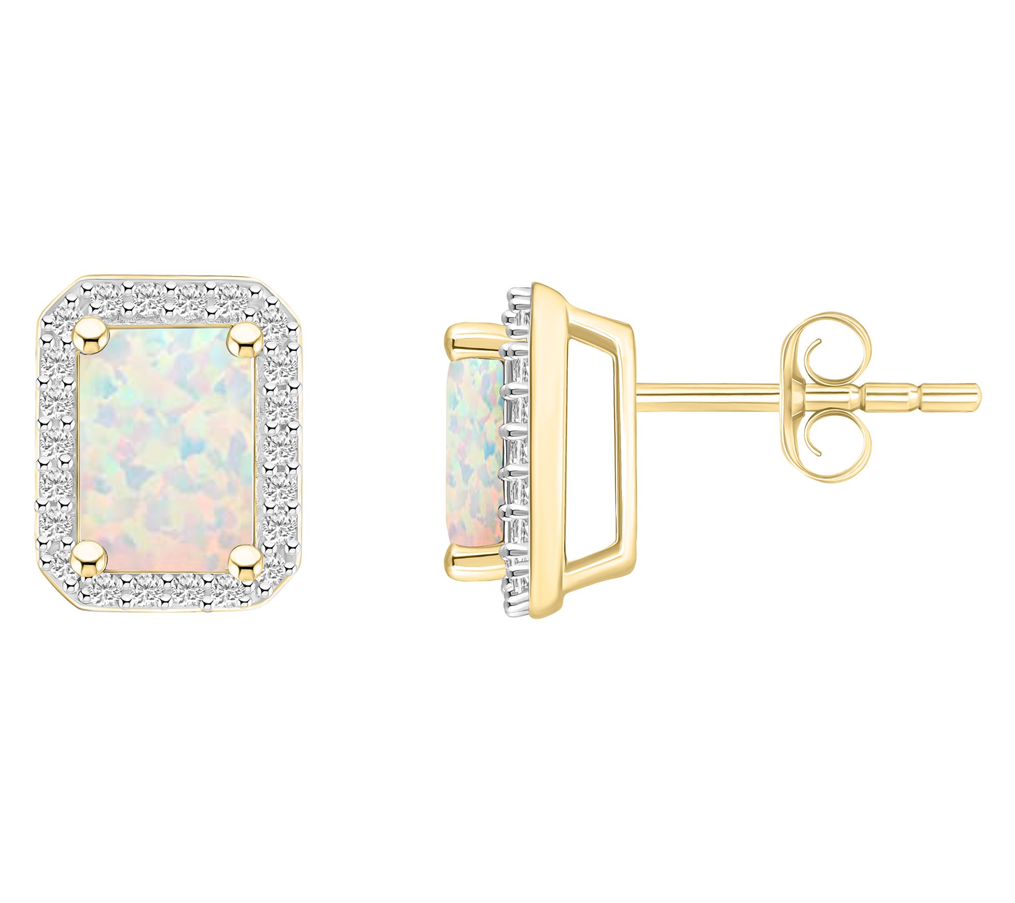 Affinity Gems Emerald Cut Created Gemstone StudEarrings, 10K