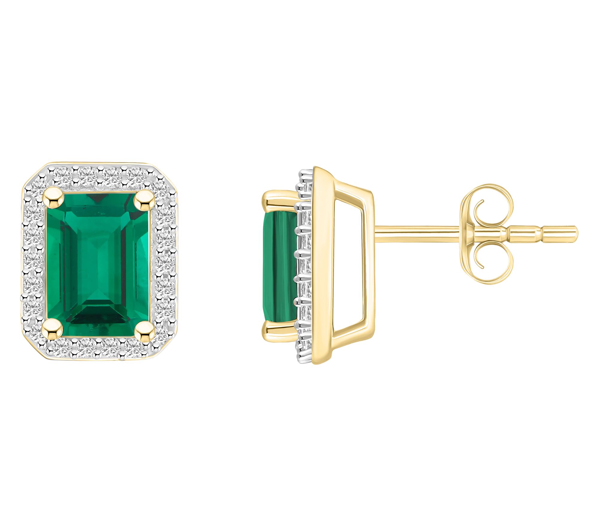 Affinity Gems Emerald Cut Created Gemstone Stud  Earrings, 10K