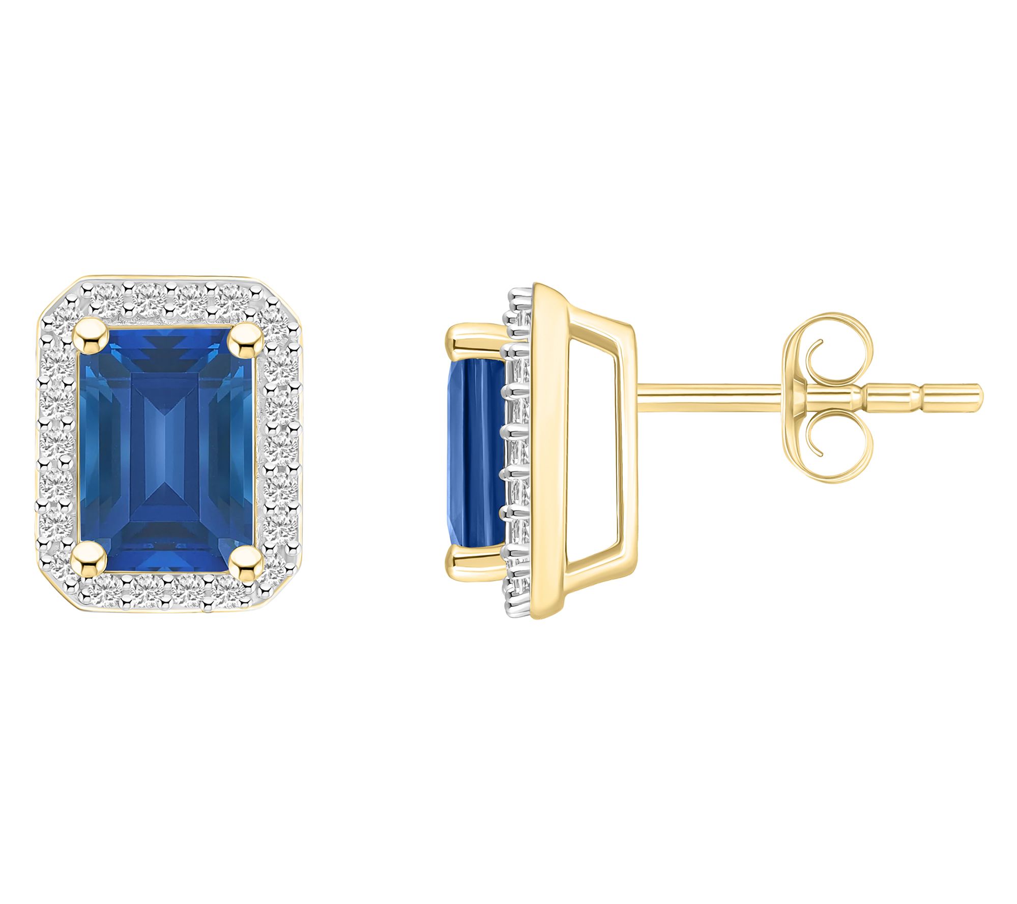 Affinity Gems Emerald Cut Created Gemstone StudEarrings, 10K