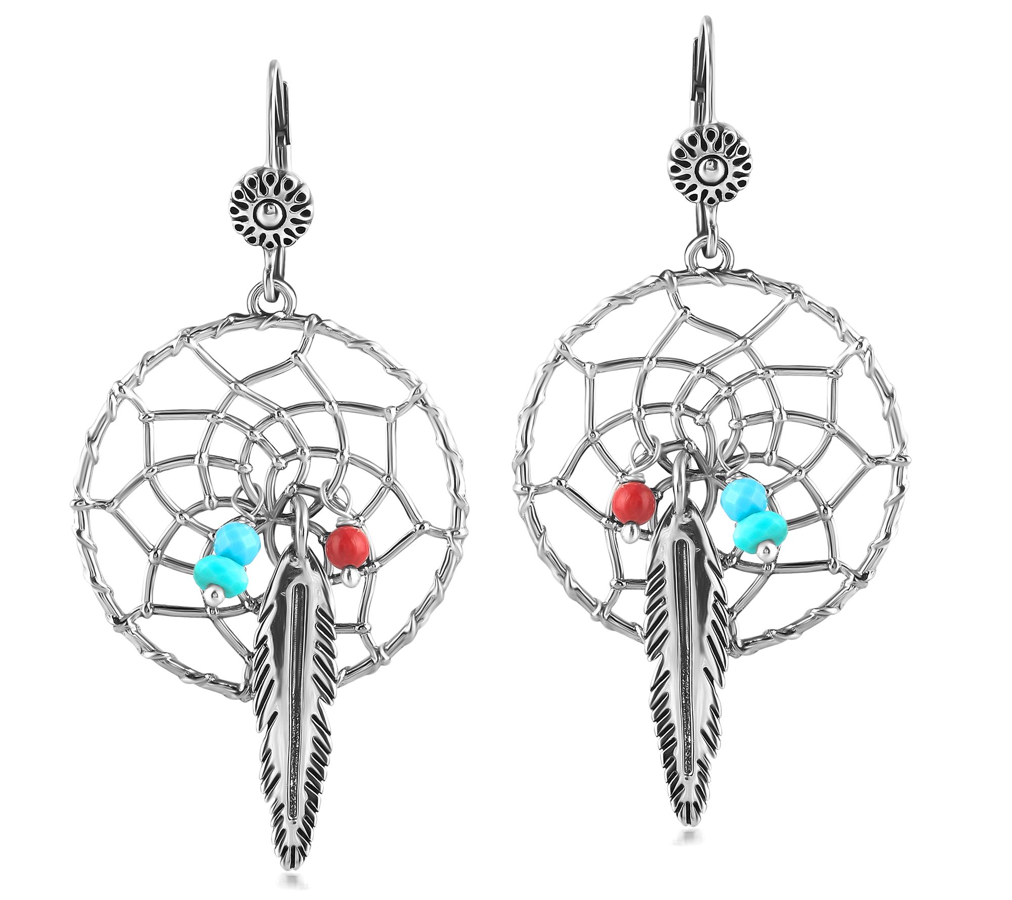 American West Sterling Dreamcatcher Gemstone Earrings