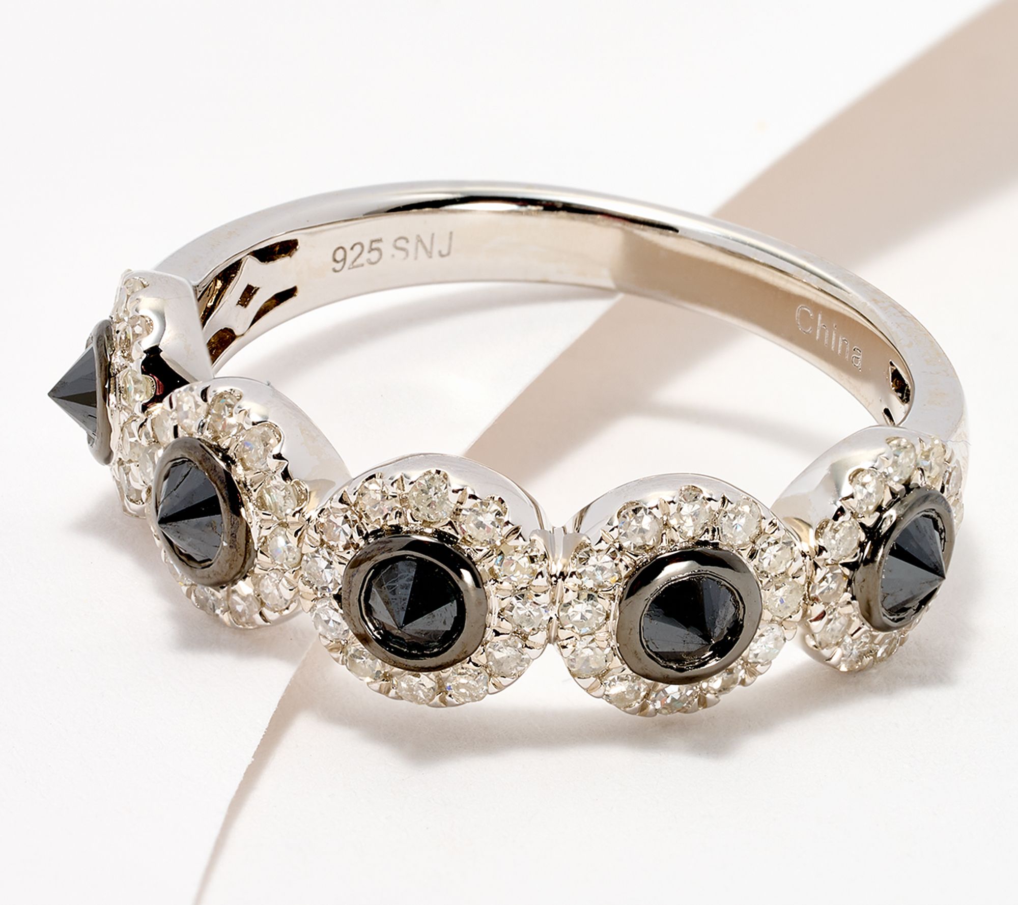  Affinity Diamonds 0.75 cttw Black Diamond Halo Ring, Sterling