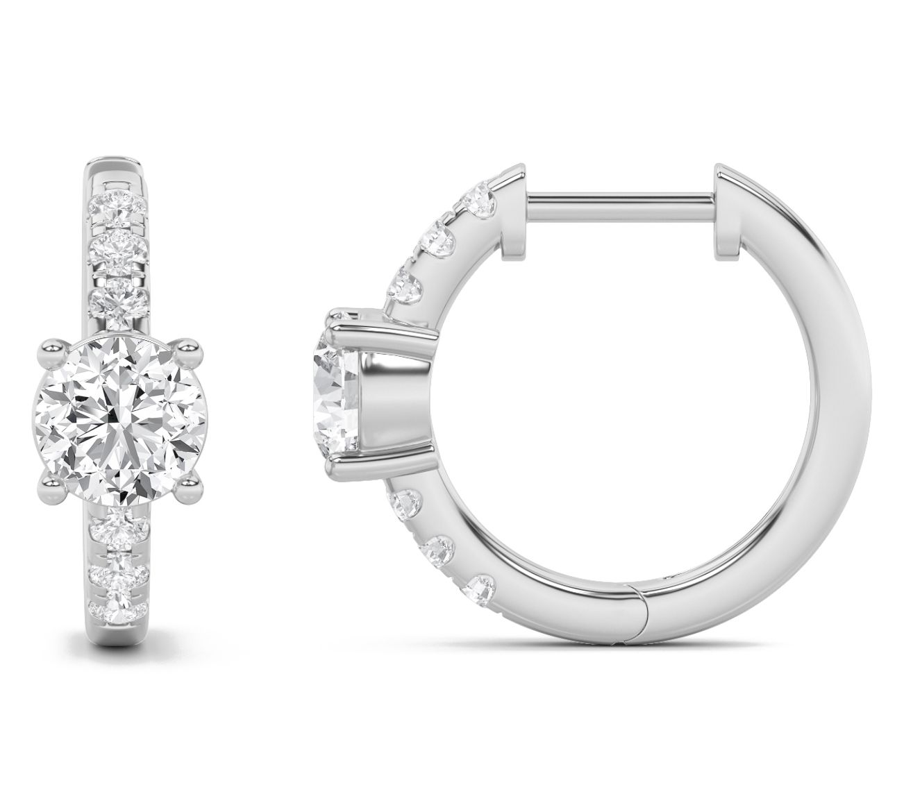 Fire Light 1.50 cttw Lab Grown Diamond Hoop Ear rings, 14K Gol