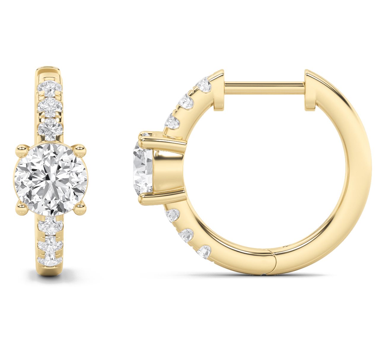 Fire Light 1.50 cttw Lab Grown Diamond Hoop Earrings, 14K Gold