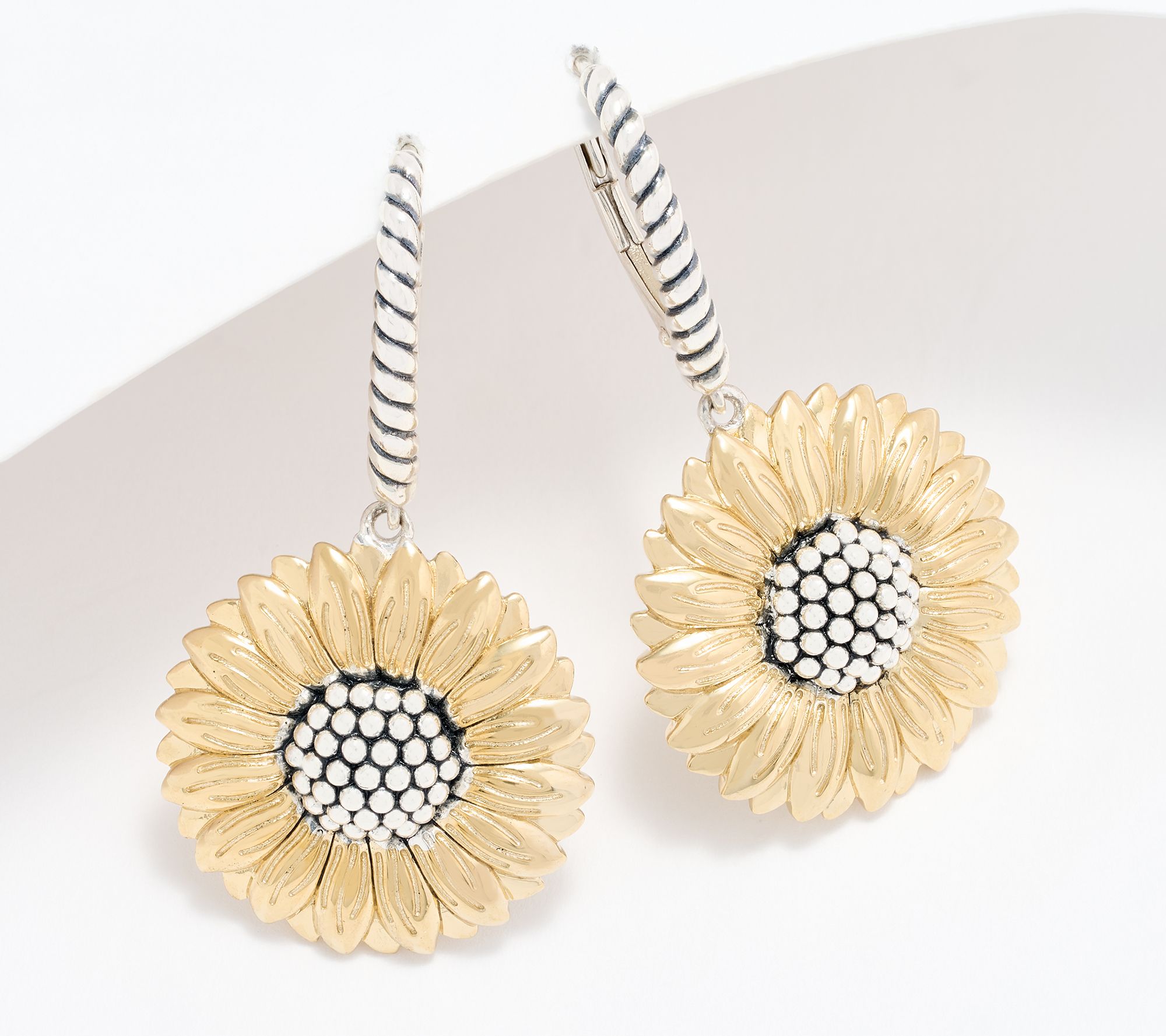 Christian James by Scott Grimes Two-tone Floral Sunflower Earrings