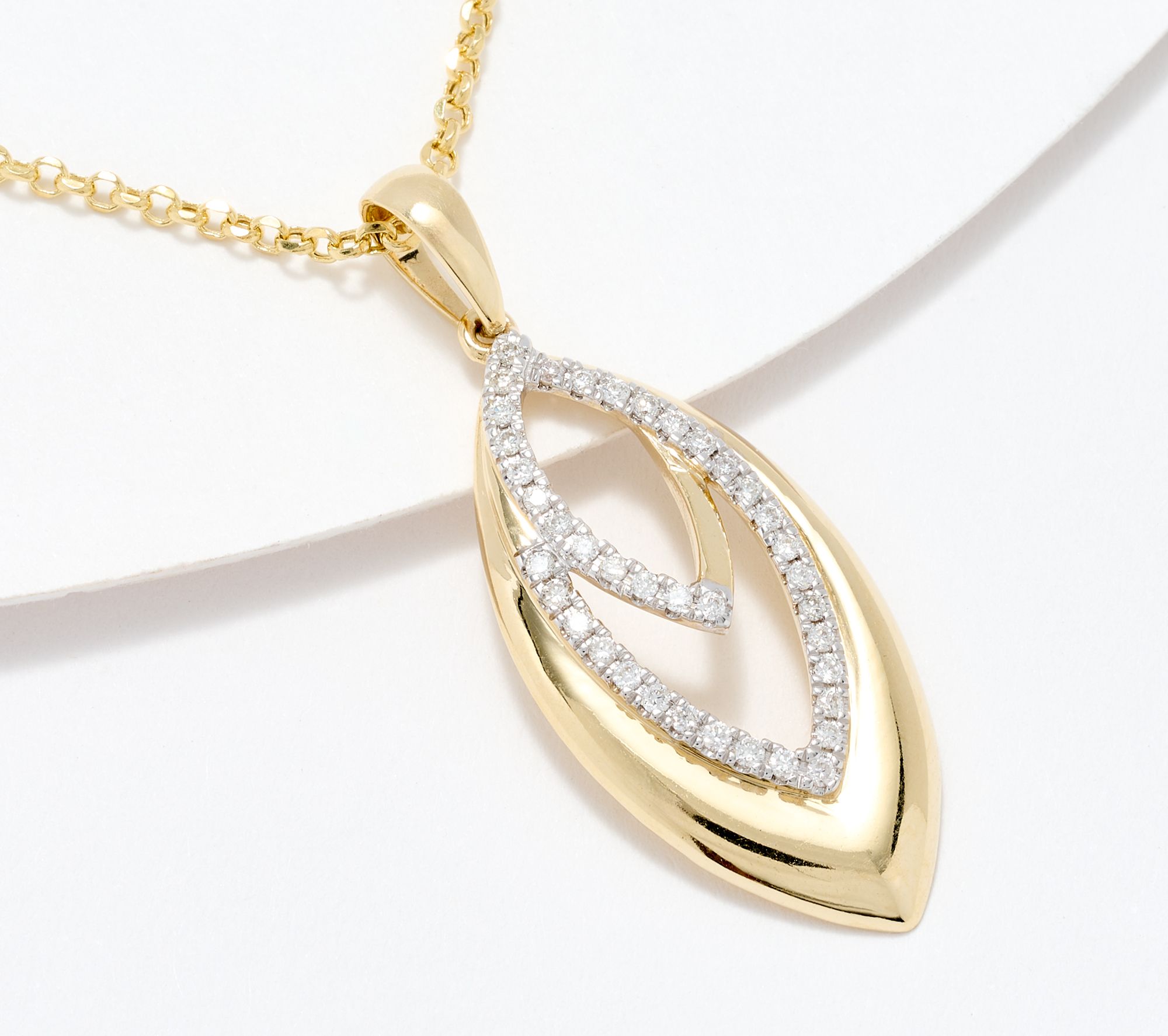 KALLATI 0.2cttw Eternal Diamond Pendant with 16 + 2" Chain, 14K Gold