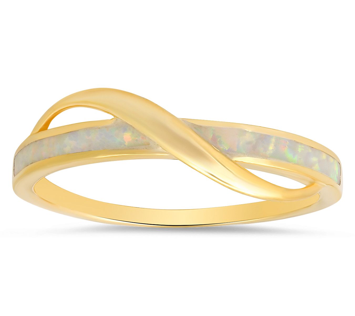 Sterling Silver Opal Wave Band Ring