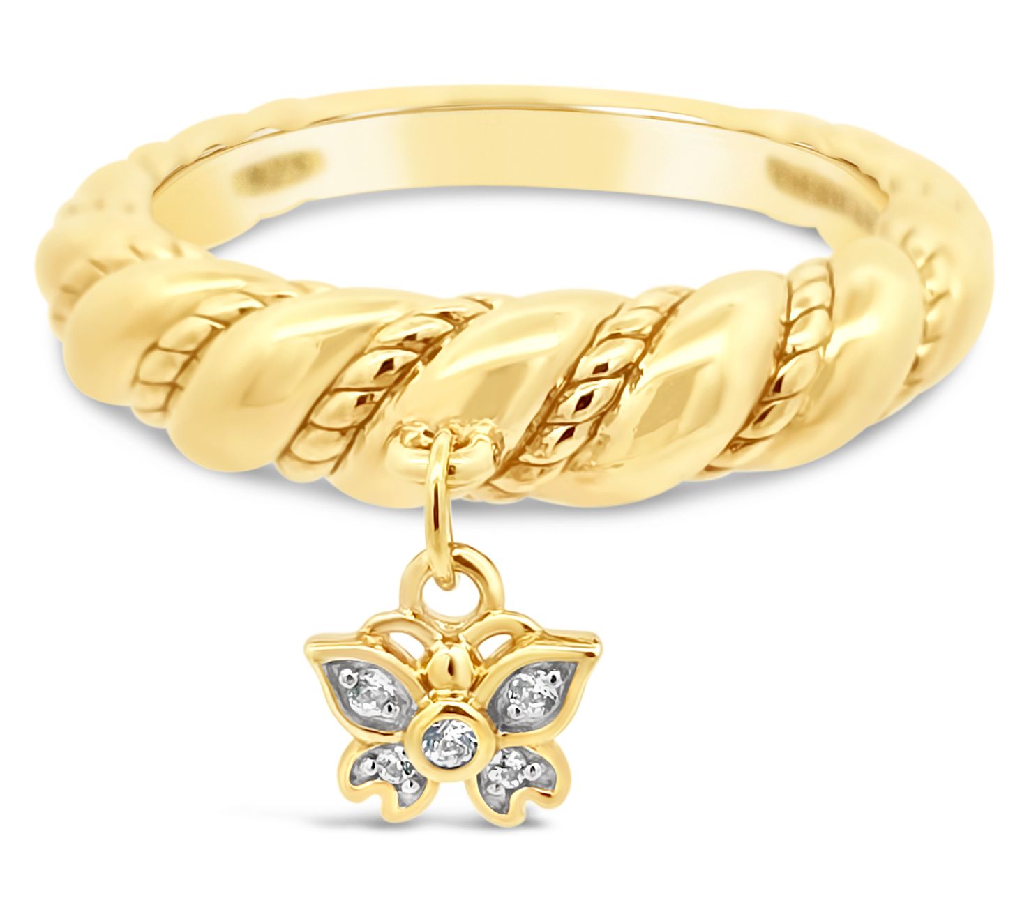 Goddaughters 14K Clad Topaz Butterfly Charm Ring