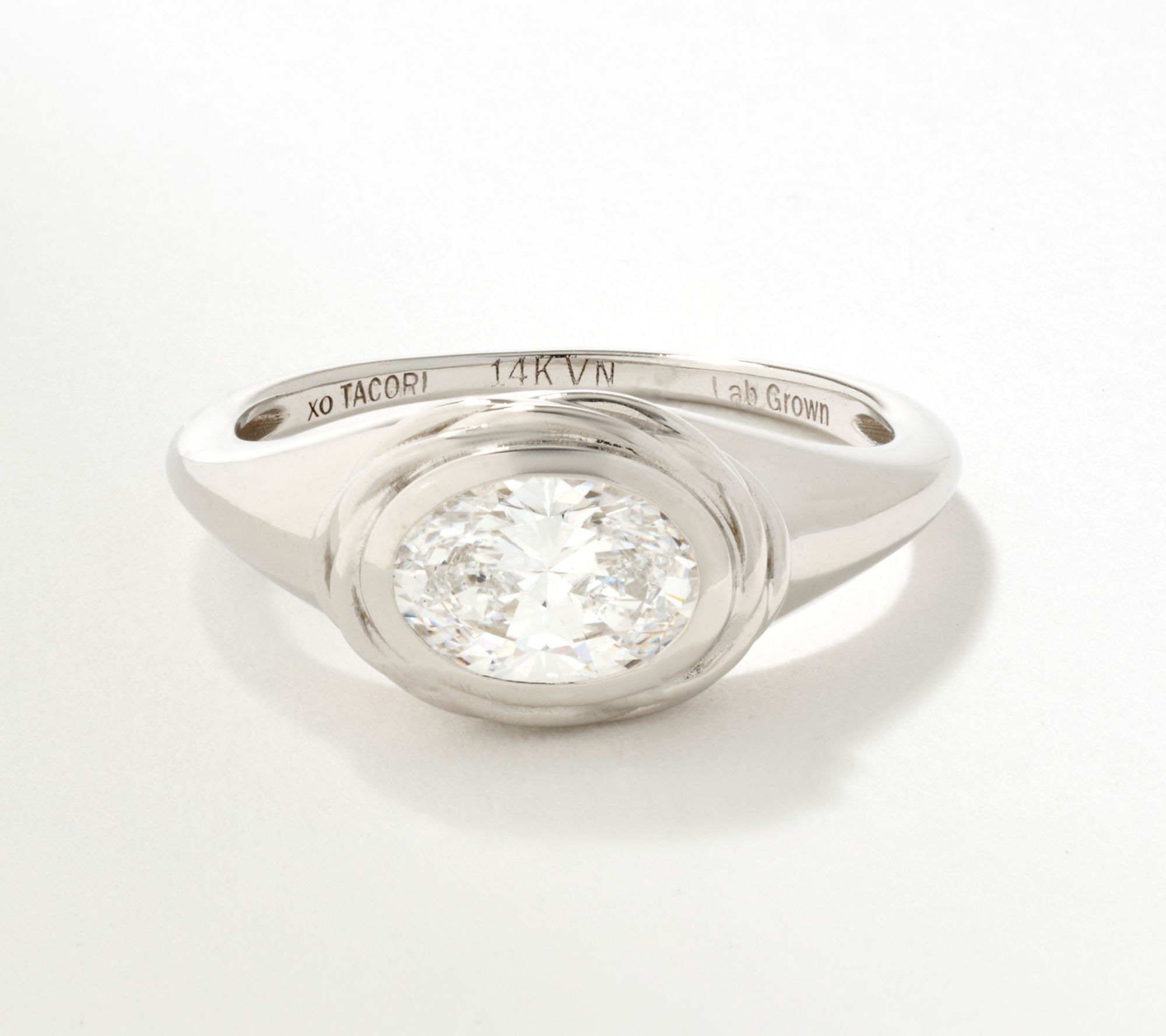 XO TACORI Lab Grown Diamond 1 cttw Oval Signet Ring, 14K Gold
