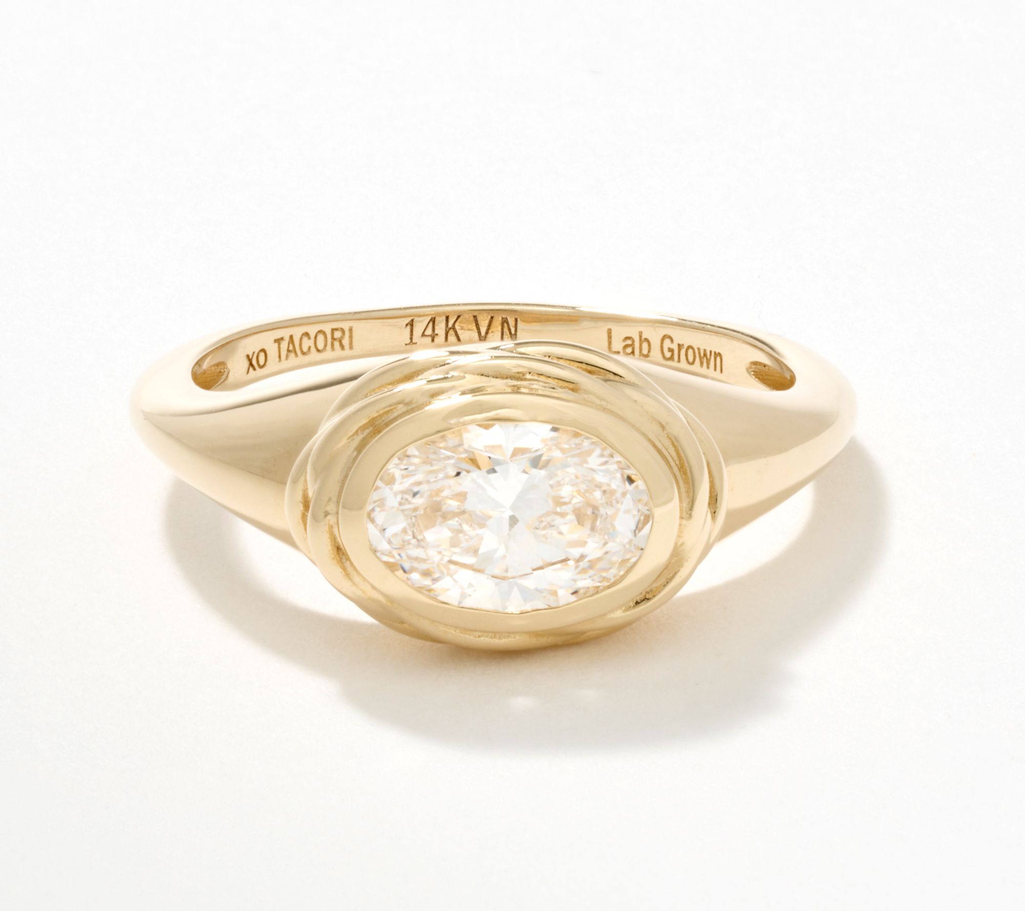 XO TACORI Lab Grown Diamond 1 cttw Oval Signet Ring, 14K Gold