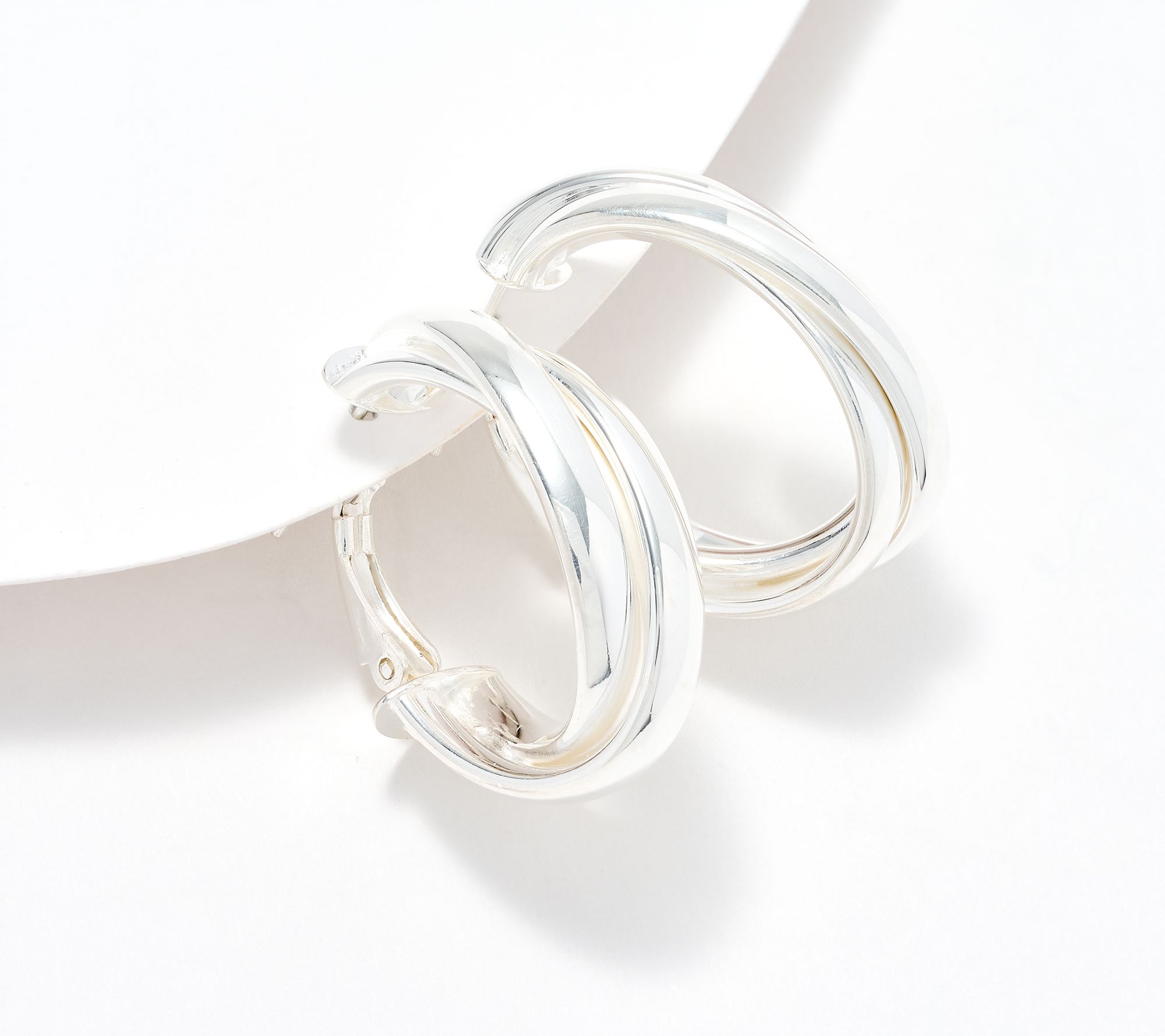"As Is" UltraFine 950 Omega Back Wrapped 1 1/8" Hoop Earrings