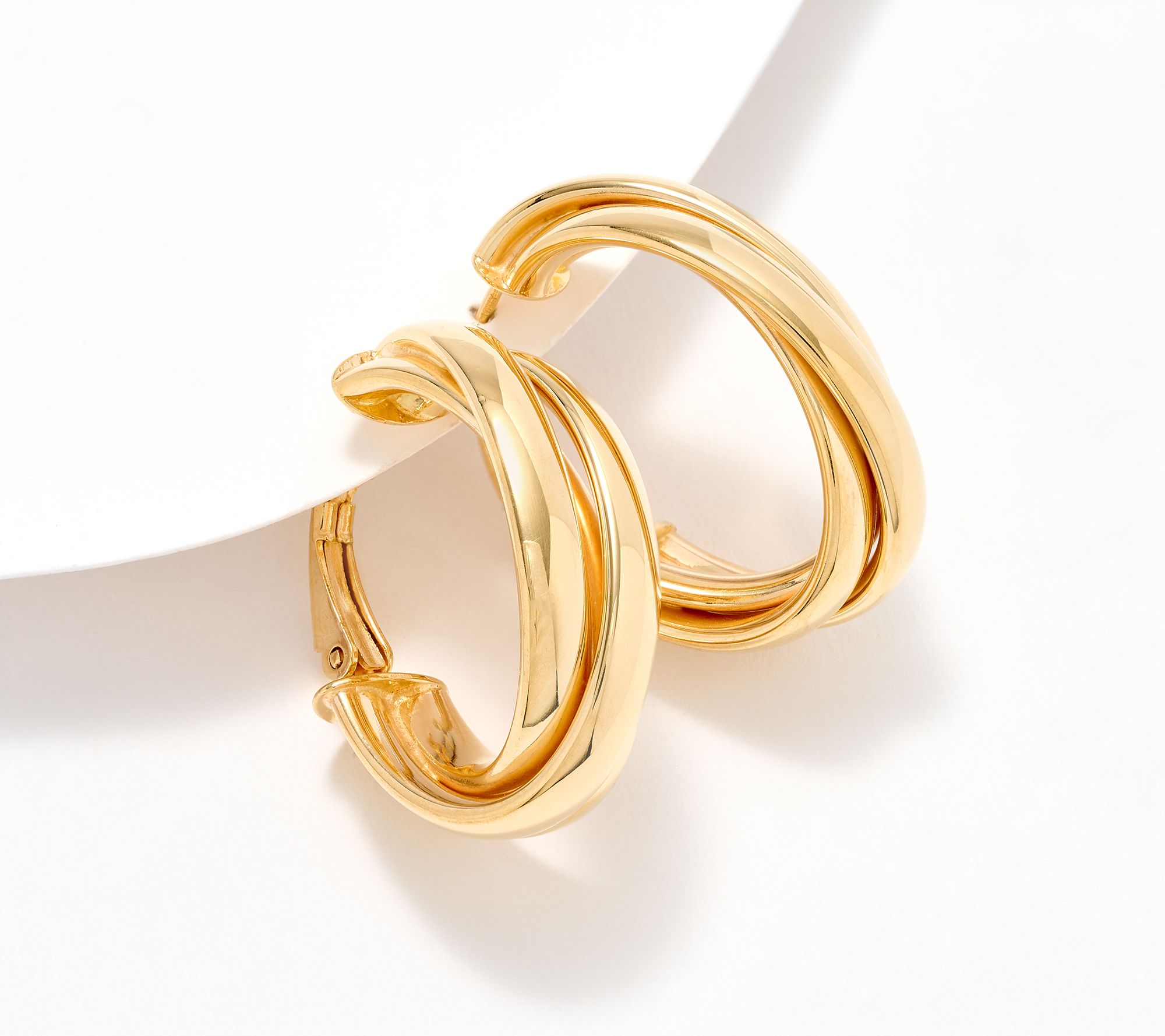 "As Is" UltraFine 950 Omega Back Wrapped 1 1/8" Hoop Earrings