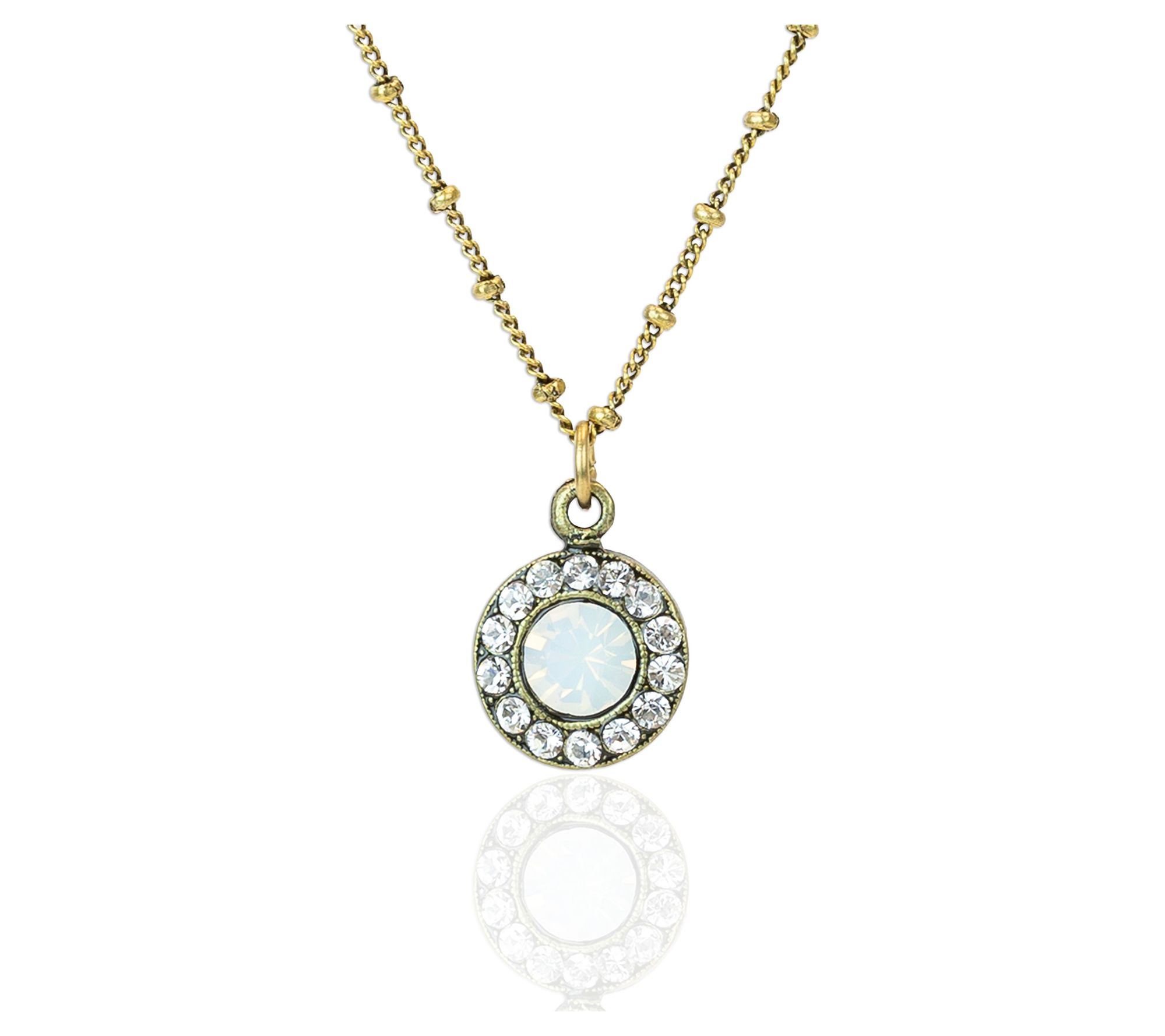 Anne Koplik White Opal Crystal Halo Pendant w/ Chain