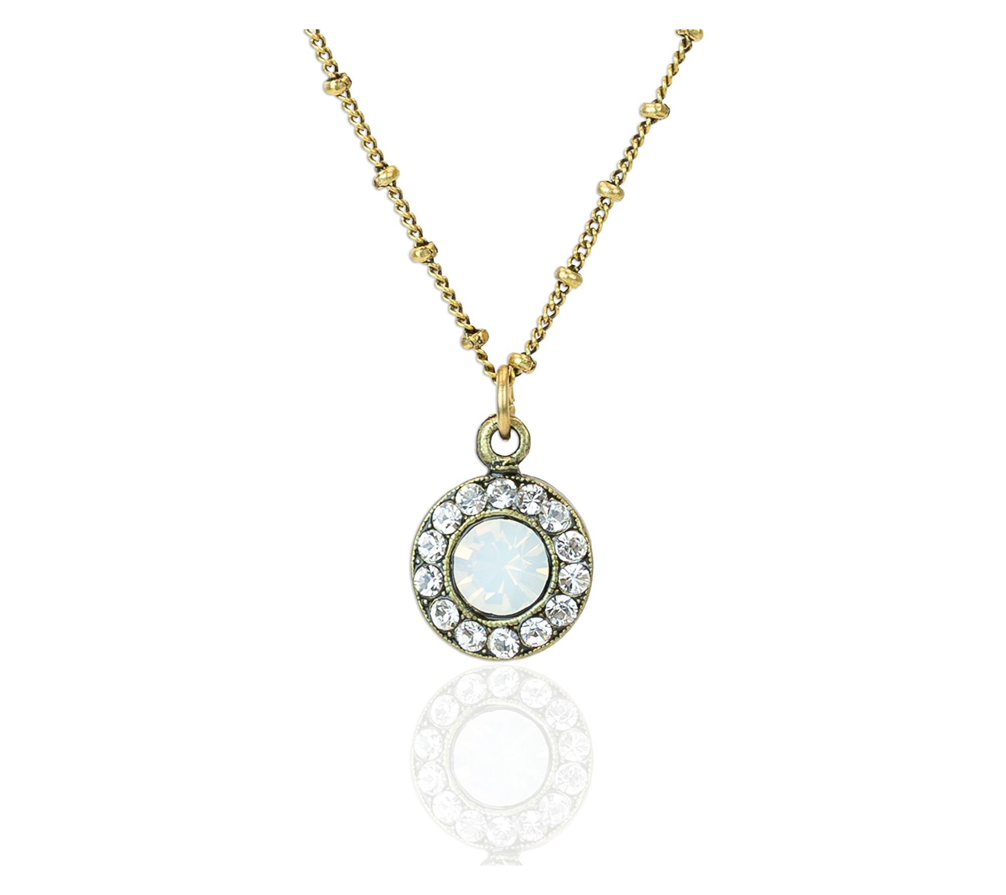 Anne Koplik White Opal Crystal Halo Pendant w/Chain