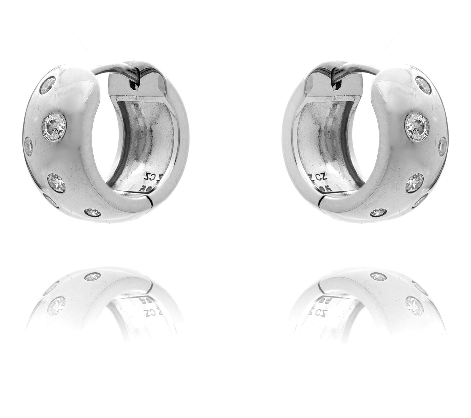 Diamonique Classic Huggie Hoop Earrings, Sterling Silver