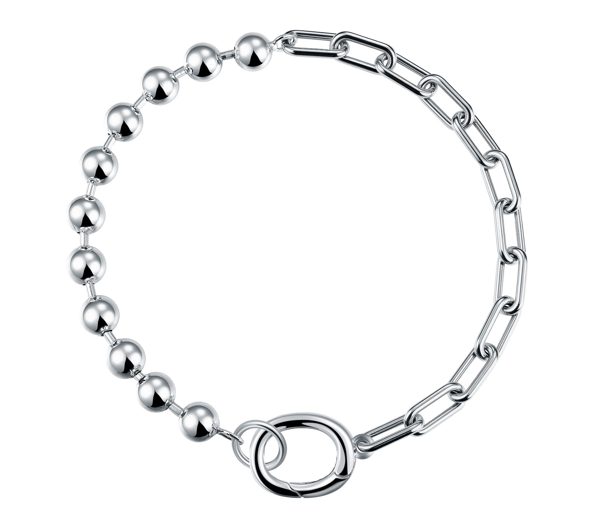 Silver Style Paper Clip & Ball Chain Bracelets,Sterling