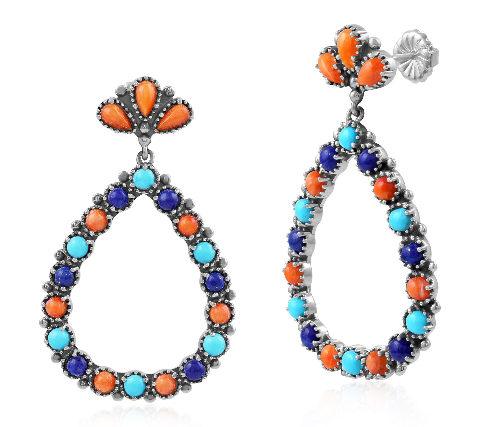 American West S terling Silver Gemstone Teardr op Earrings